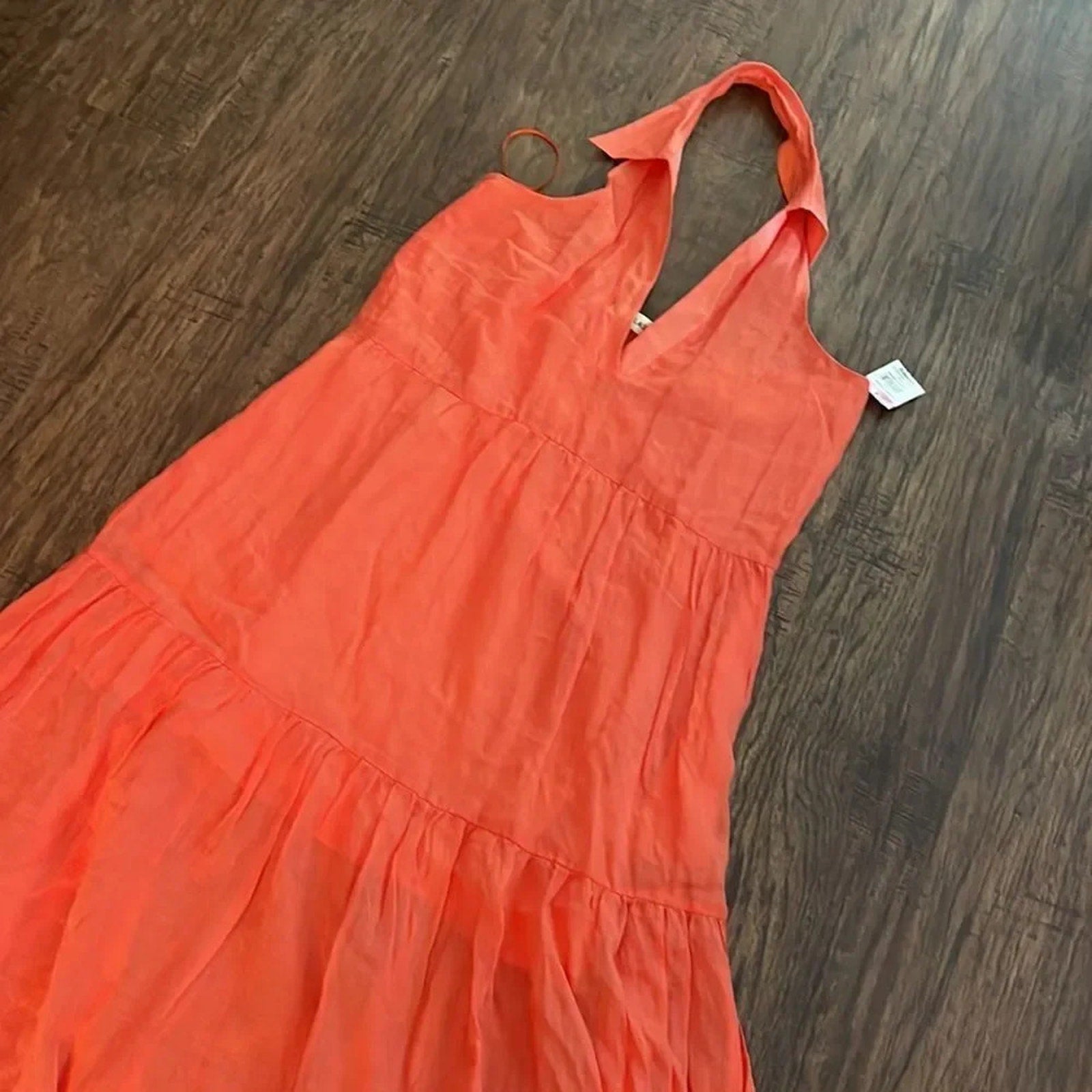 NWT Nicholas Halo Halter Collared Tiered Maxi Dress - size 14