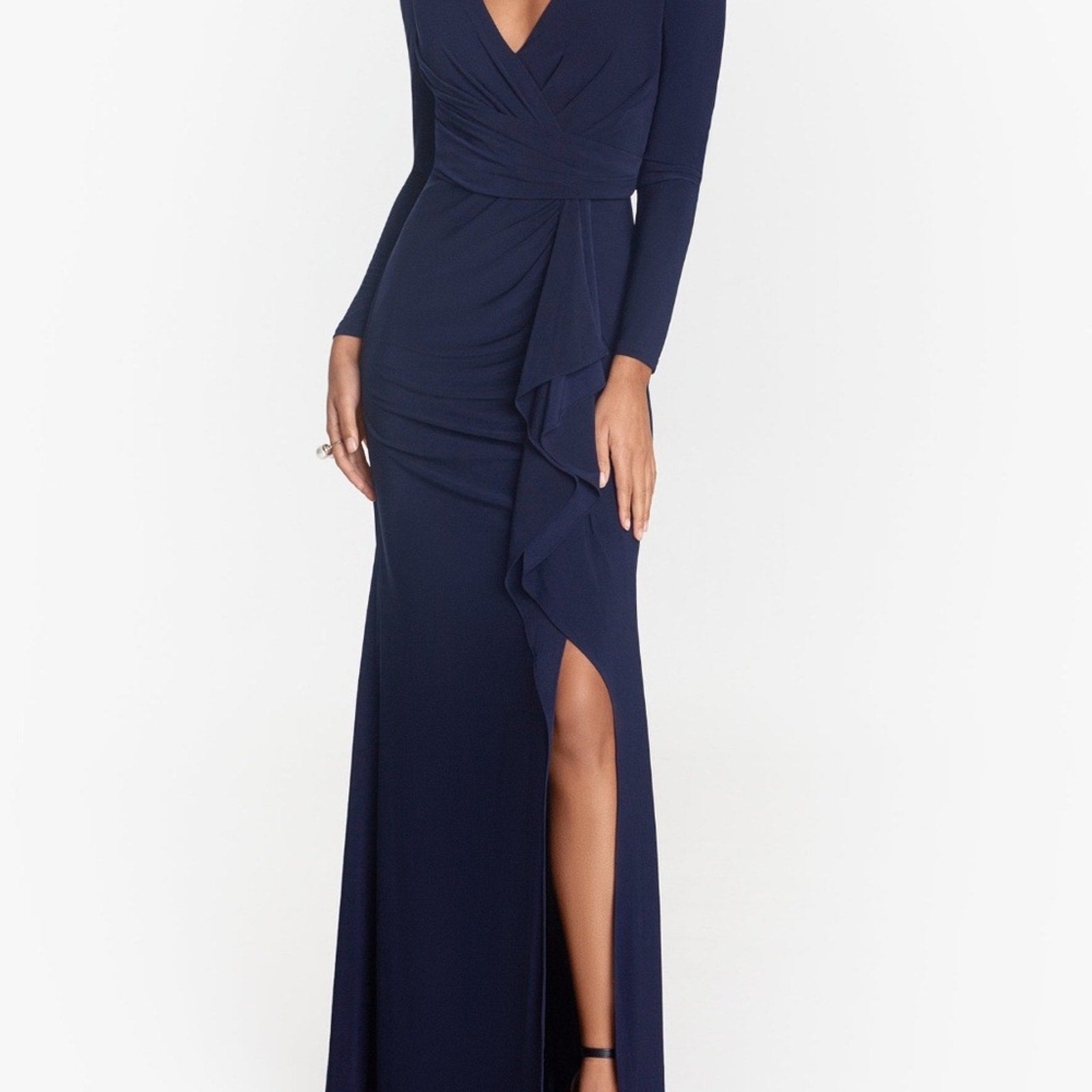 NWT Betsey Adam Elle A24450 Faux Wrap Cascade Jersey Gown - size 8