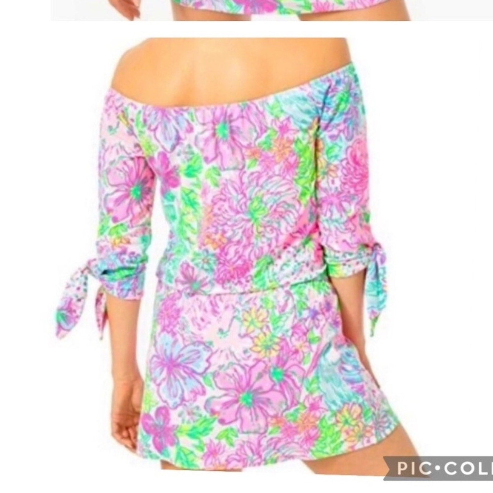 LILLY PULITZER Lana Skort Romper Multi Paradise Found Off The Shoulder - size L