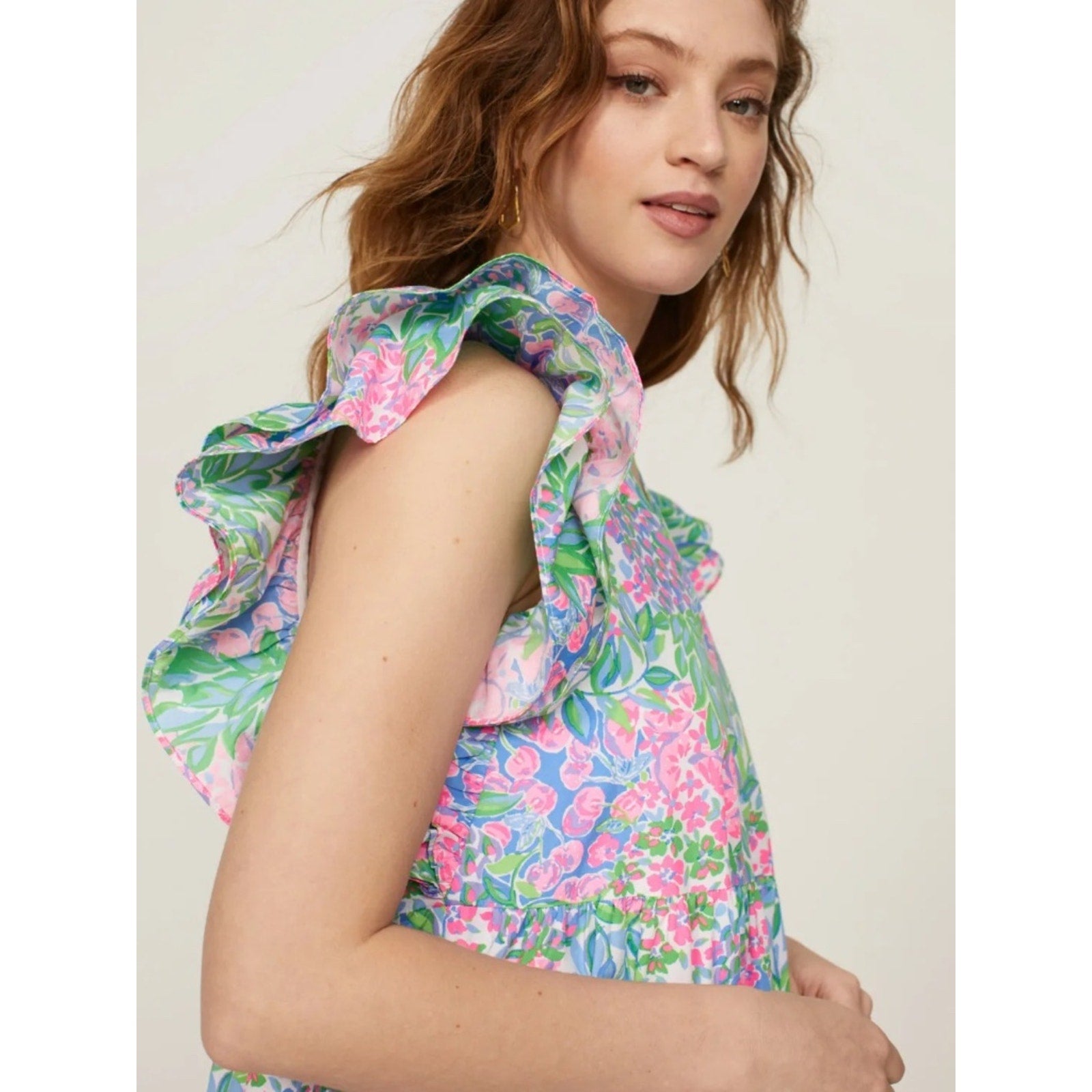 Lilly Pulitzer Aldena Ruffled Tiered Minidress In Multi A Cherry On Top - size L