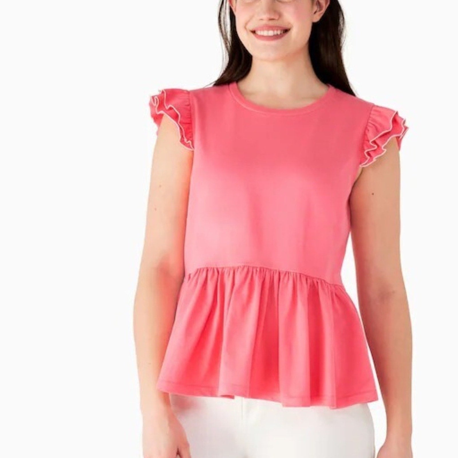 Kate Spade Peplum Tee In Deep Dahlia - size XS