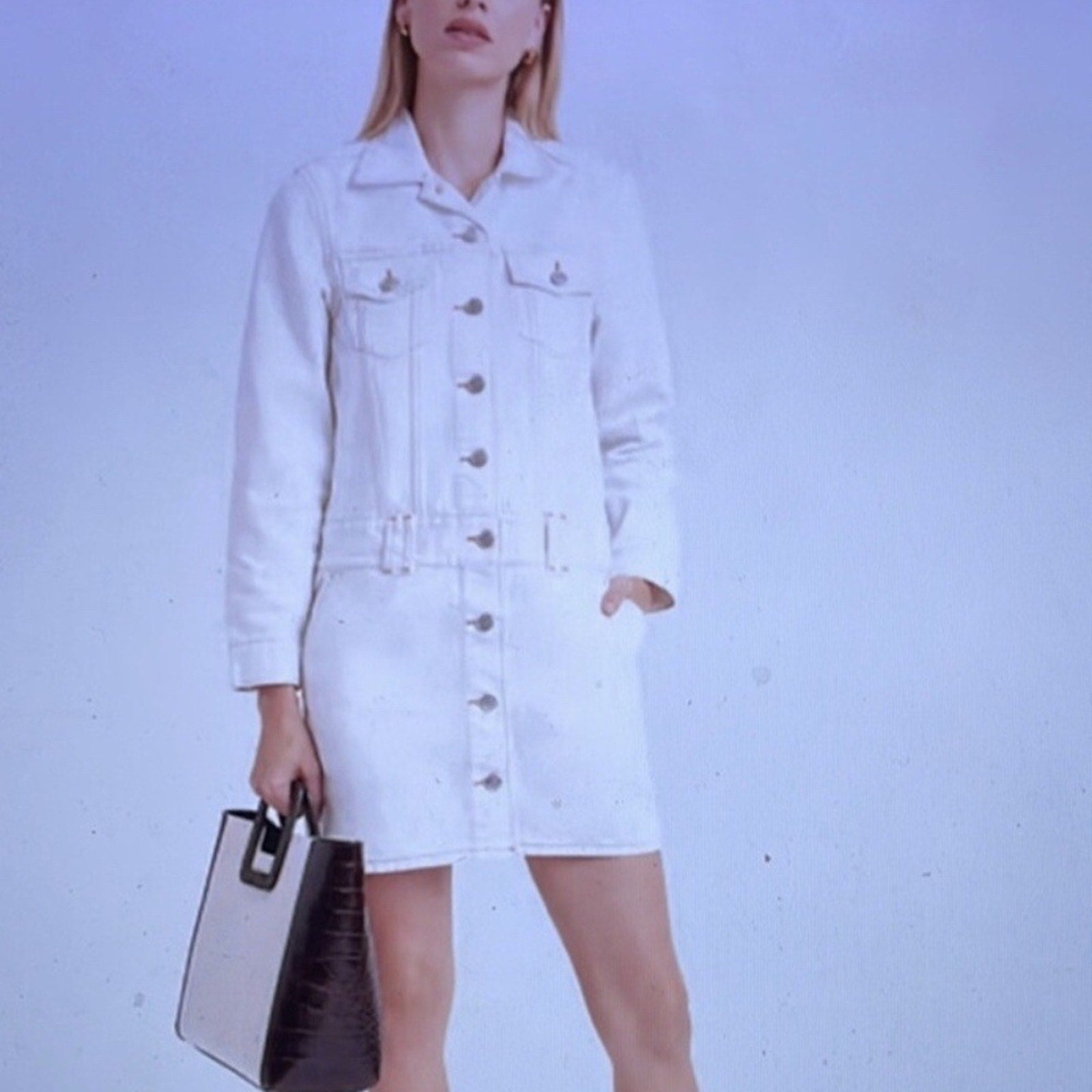 GANNI White Denim Mini Dress - size M