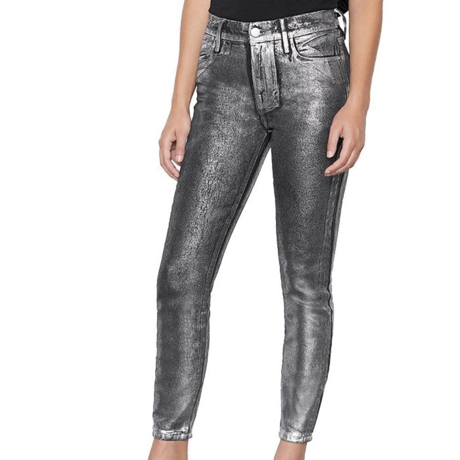 NWT FRAME - LE HIGH SKINNY CROP CHROME NOIR size 27
