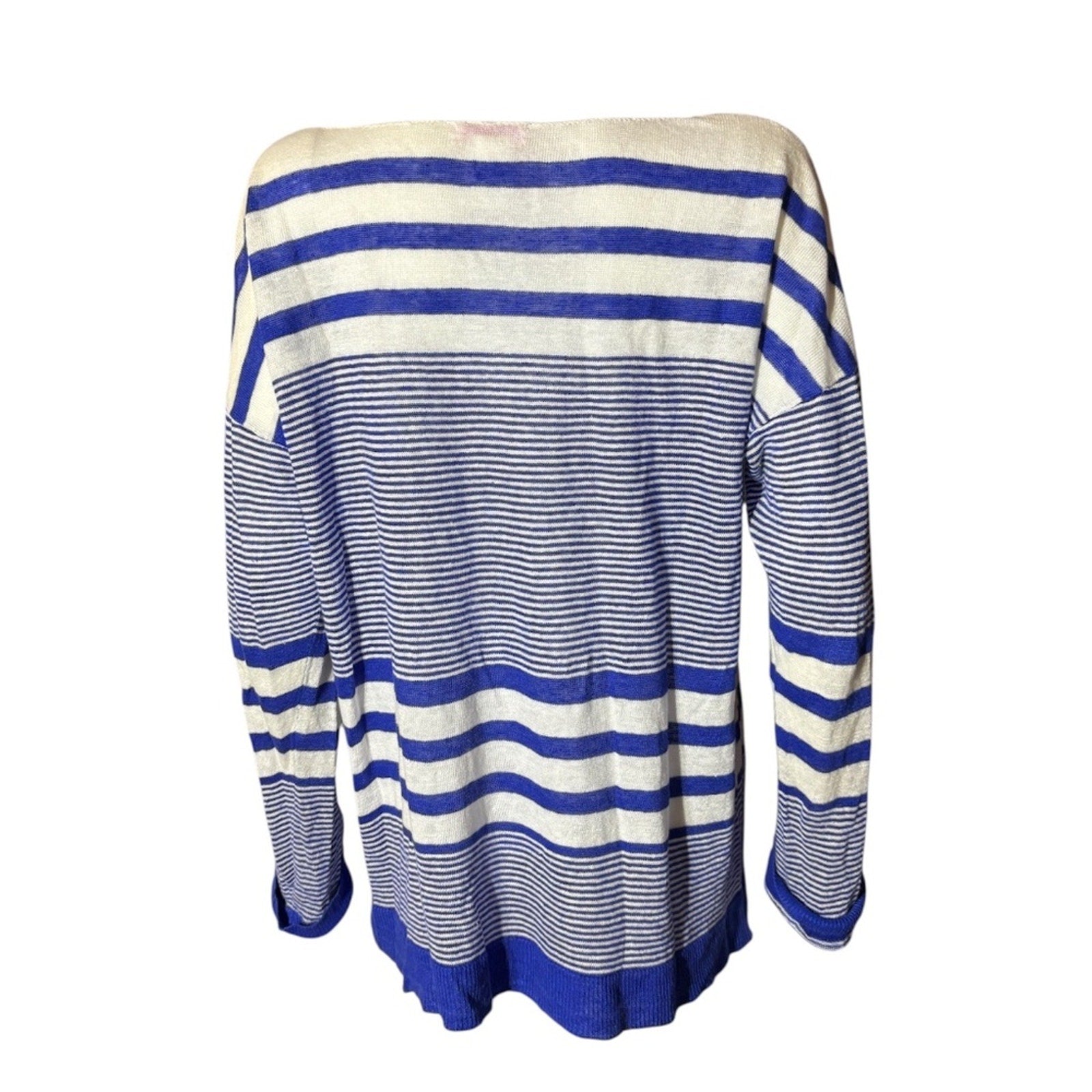 LILLY PULITZER | Camilla Linen Blue & White Striped Sweater - size XL