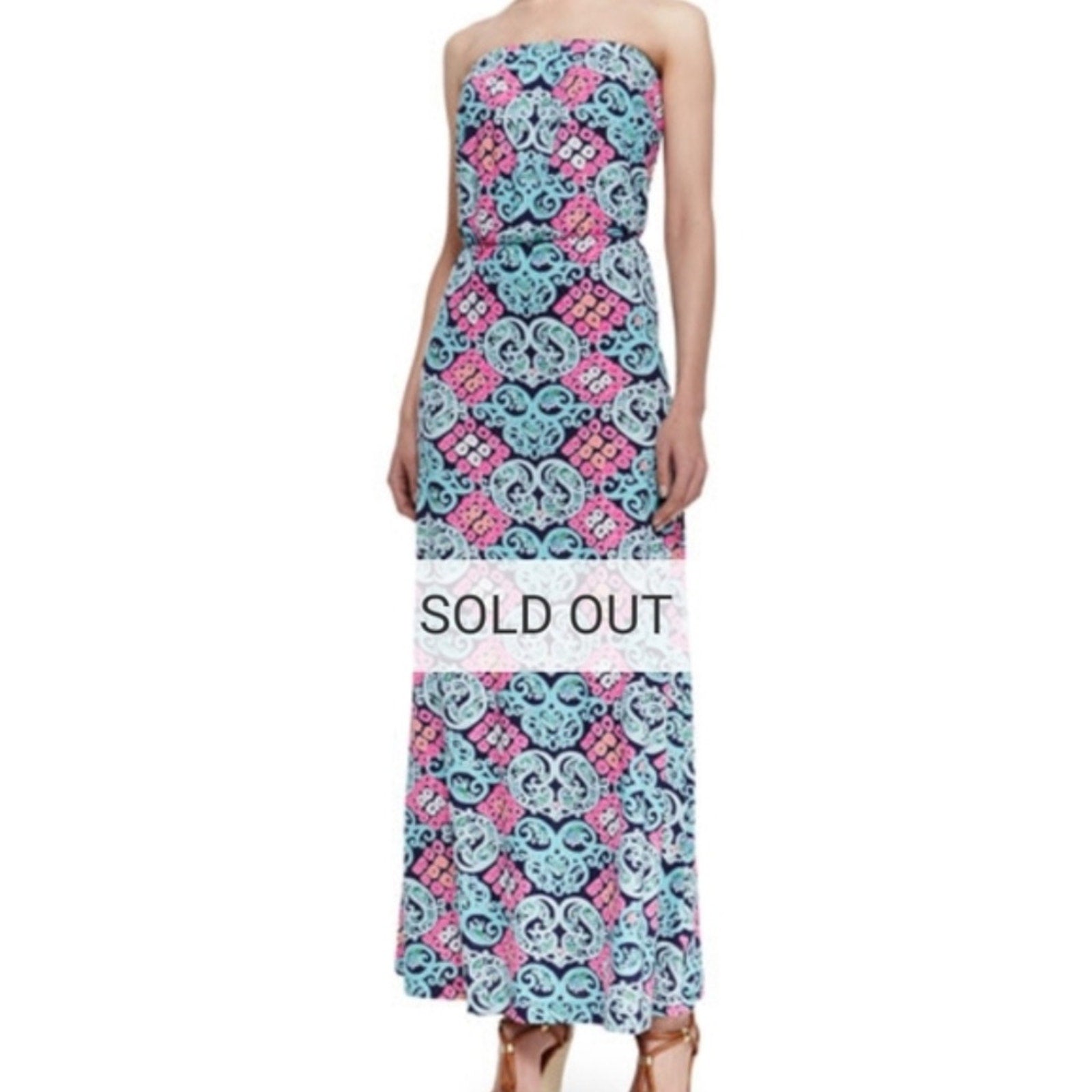Lilly Pulitzer Marlisa Behind the Gate Maxi Dress Strapless - size XS