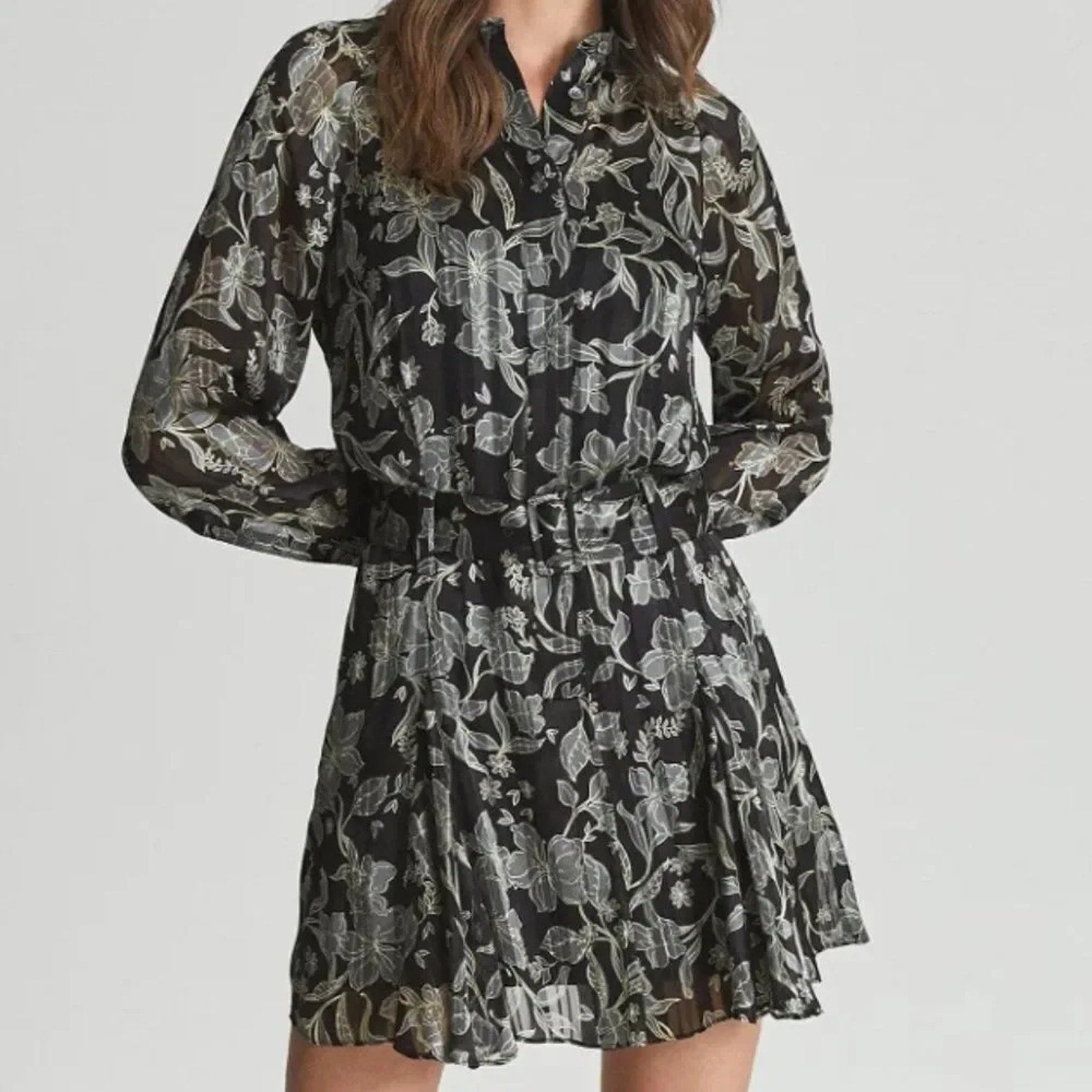 NEW REISS Larissa Floral Print Mini Dress - size 2