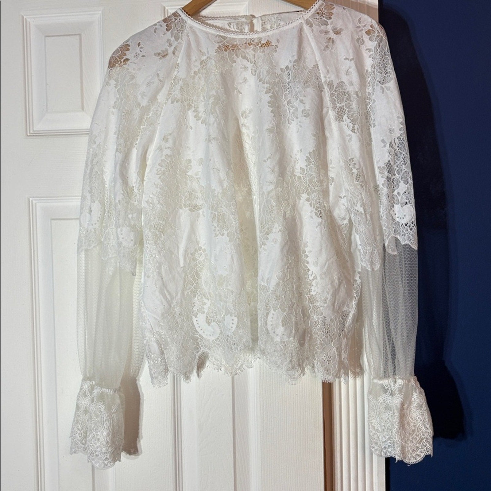 NWT Reiss Emilia Lace Blouse - Ivory - size 12