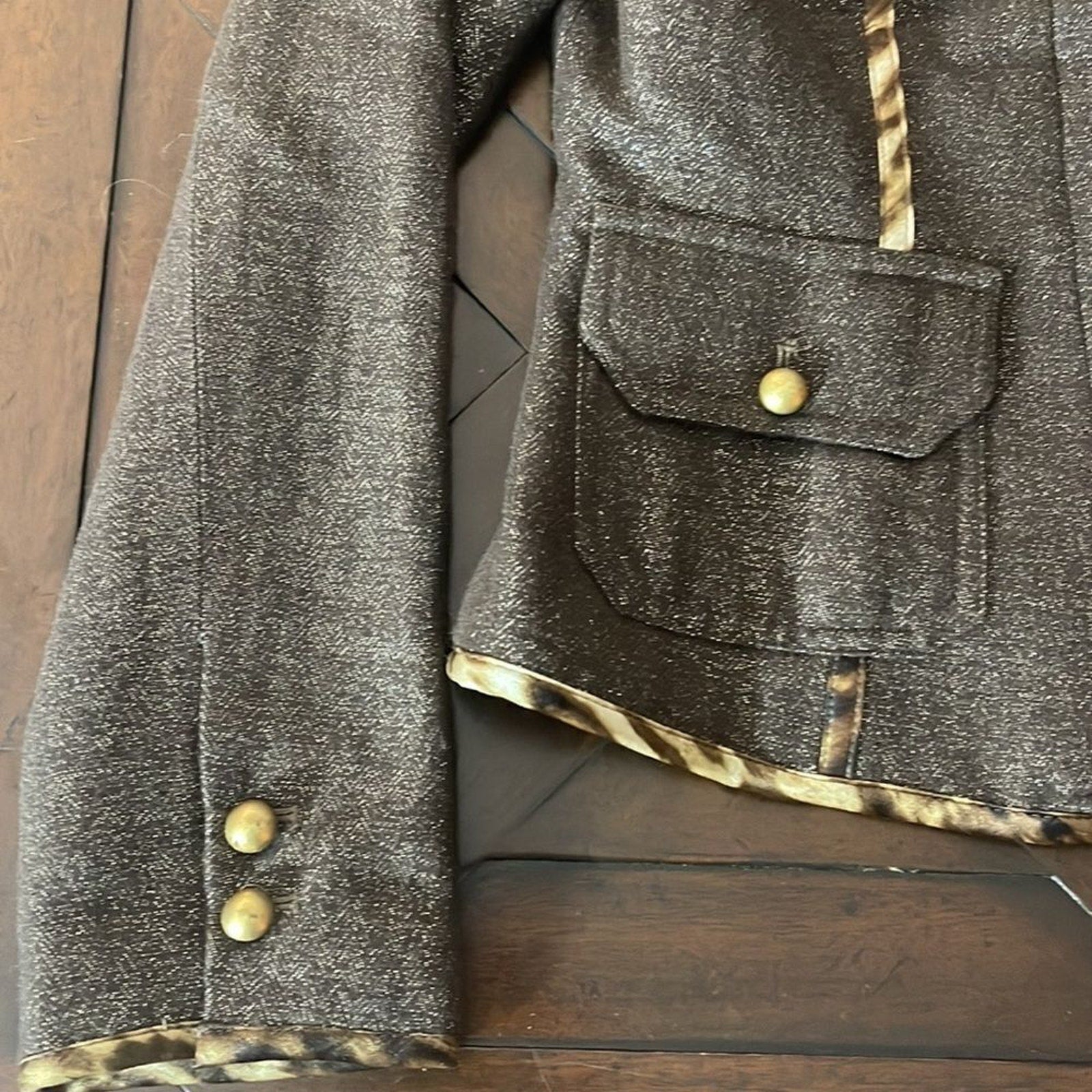 Amazing Cache brown metallic wool jacket - size 10