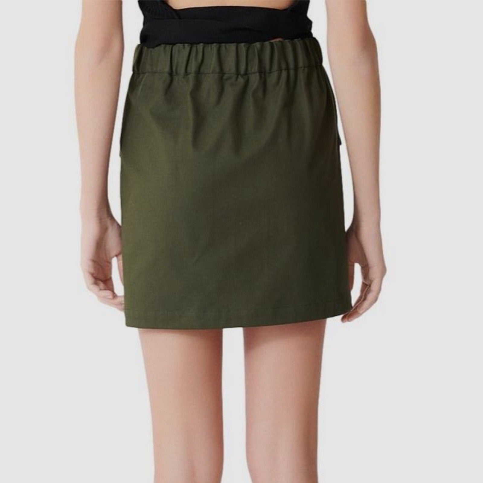 NWT Maje Green Elastic High Waist Stretch Mini Short Skirt - size 38 Small