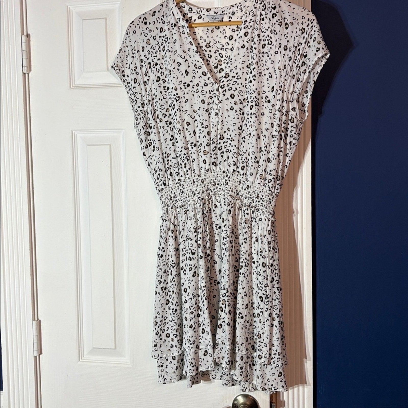 Rails Karla Mini Dress in White Mocha Leopard - size M