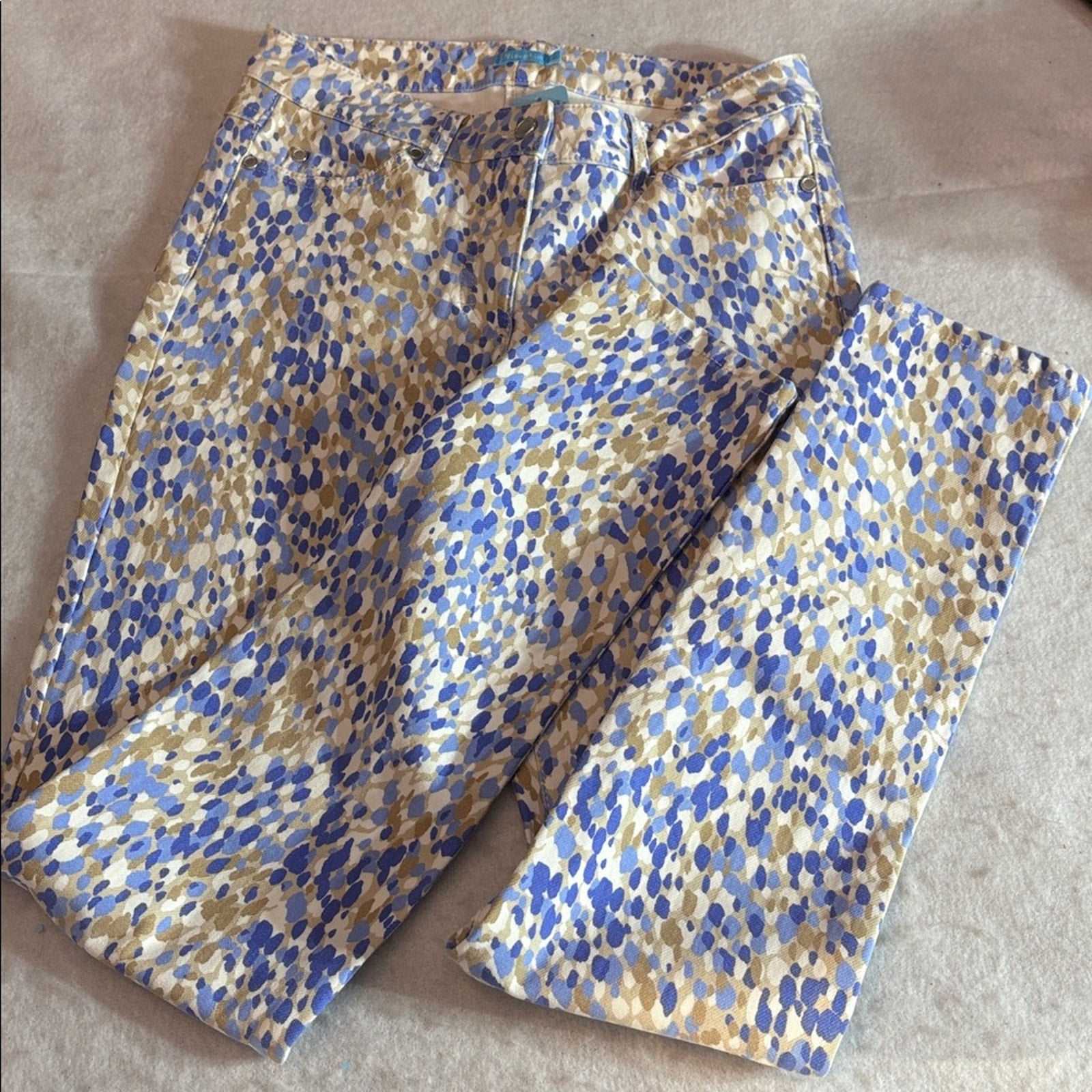 J.Mclaughlin Lexi Jean Women's Watercolor Blue Tan White Print - 2