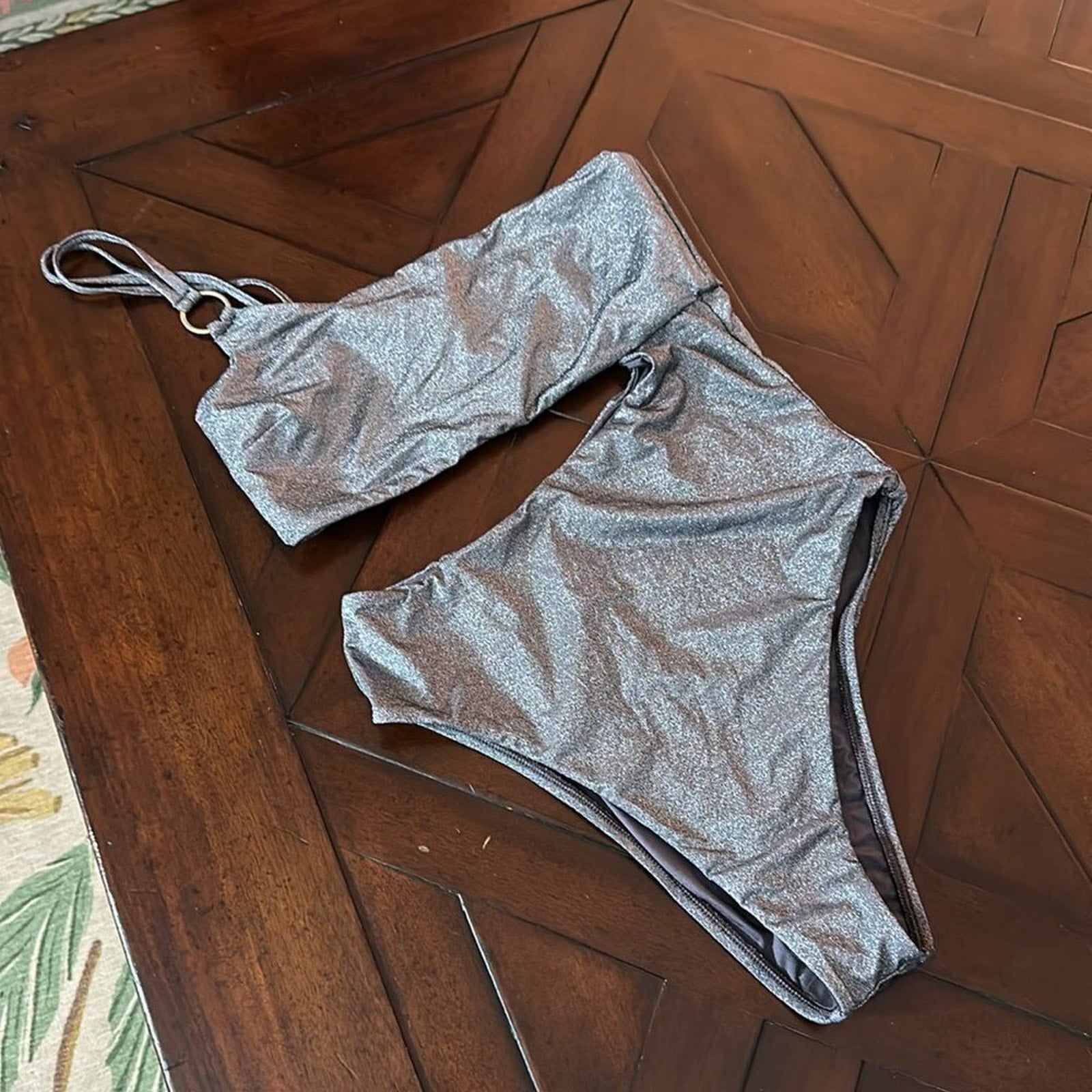 NEW Vitamin A Cosmo One Shoulder One Piece - Twilight Metallic - size Large