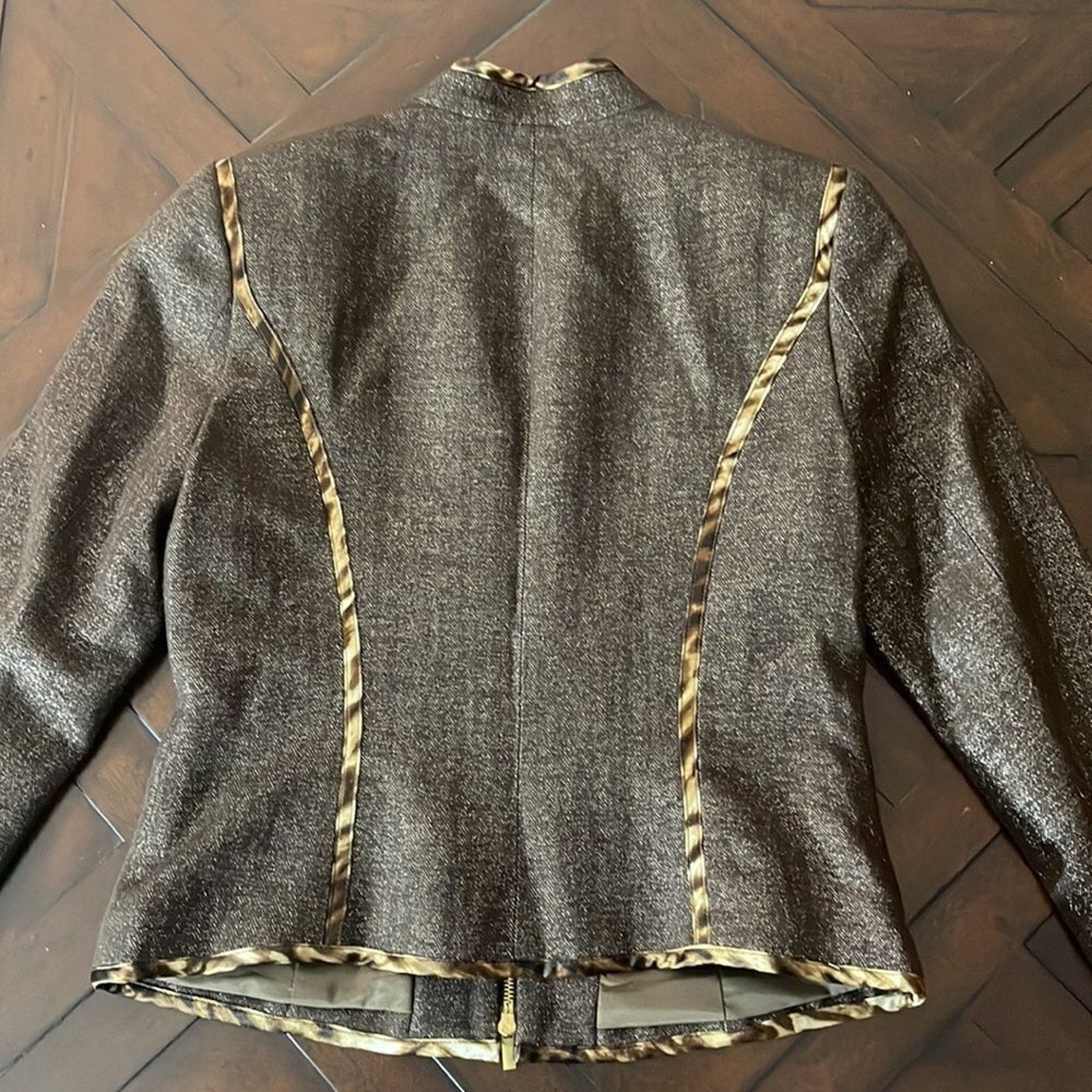 Amazing Cache brown metallic wool jacket - size 10