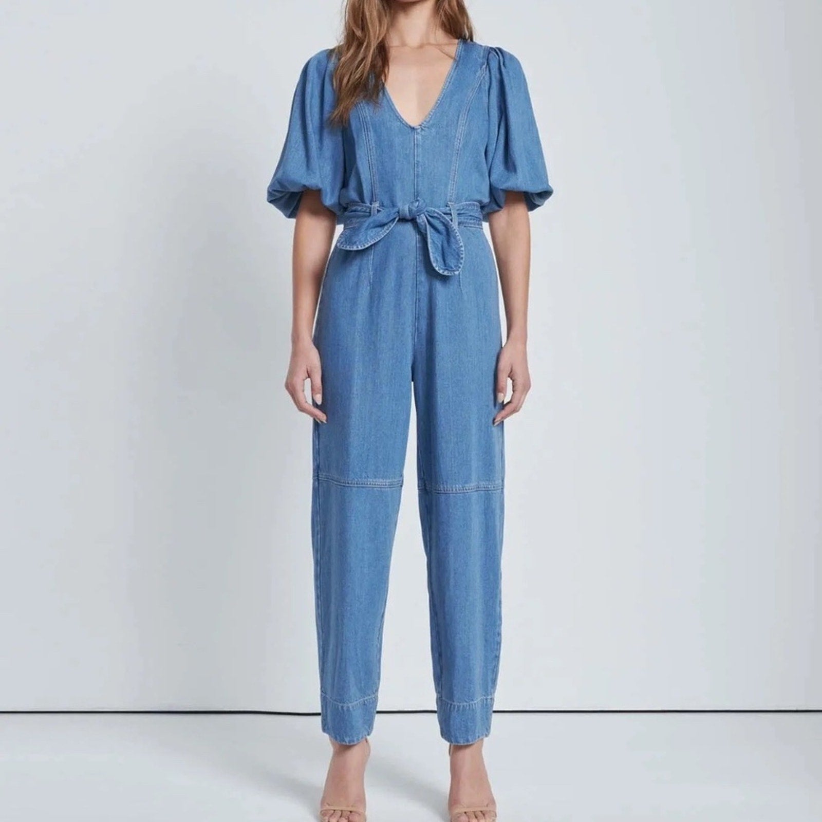 NWT 7 For All Mankind Puff Sleeve Jumpsuit In Tulip - size XS