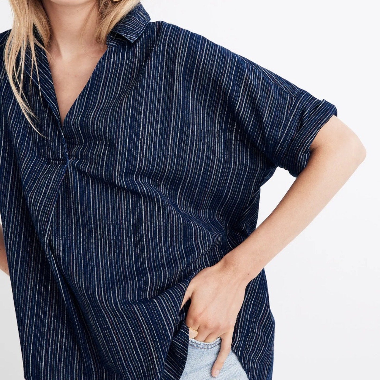 NWT Madewell Courier Button-Back Shirt in Cecile Stripe - size small