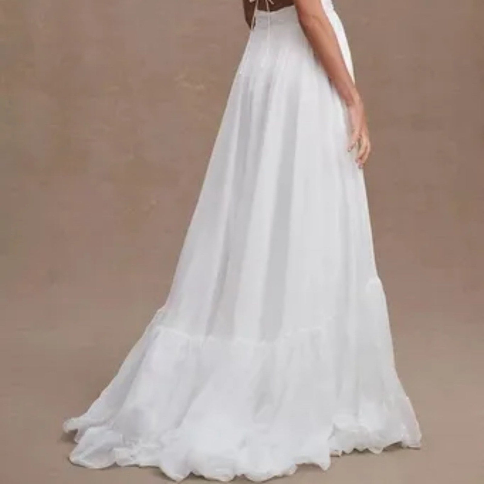 NWT Mac Duggal Indy A-Line Ruffled Back-Lace Chiffon Gown 67911 - size 8