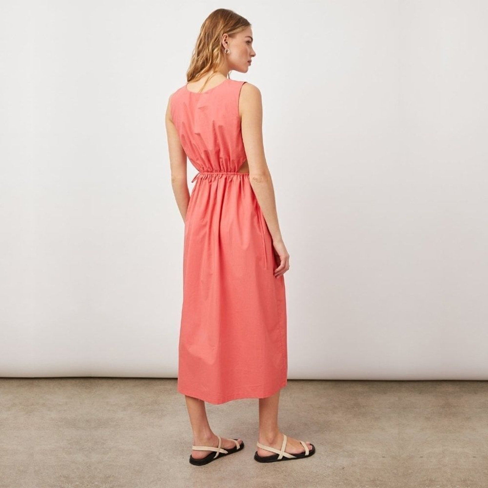 NEW RAILS - Yvette - Cotton Midi Dress - Coral - size Large