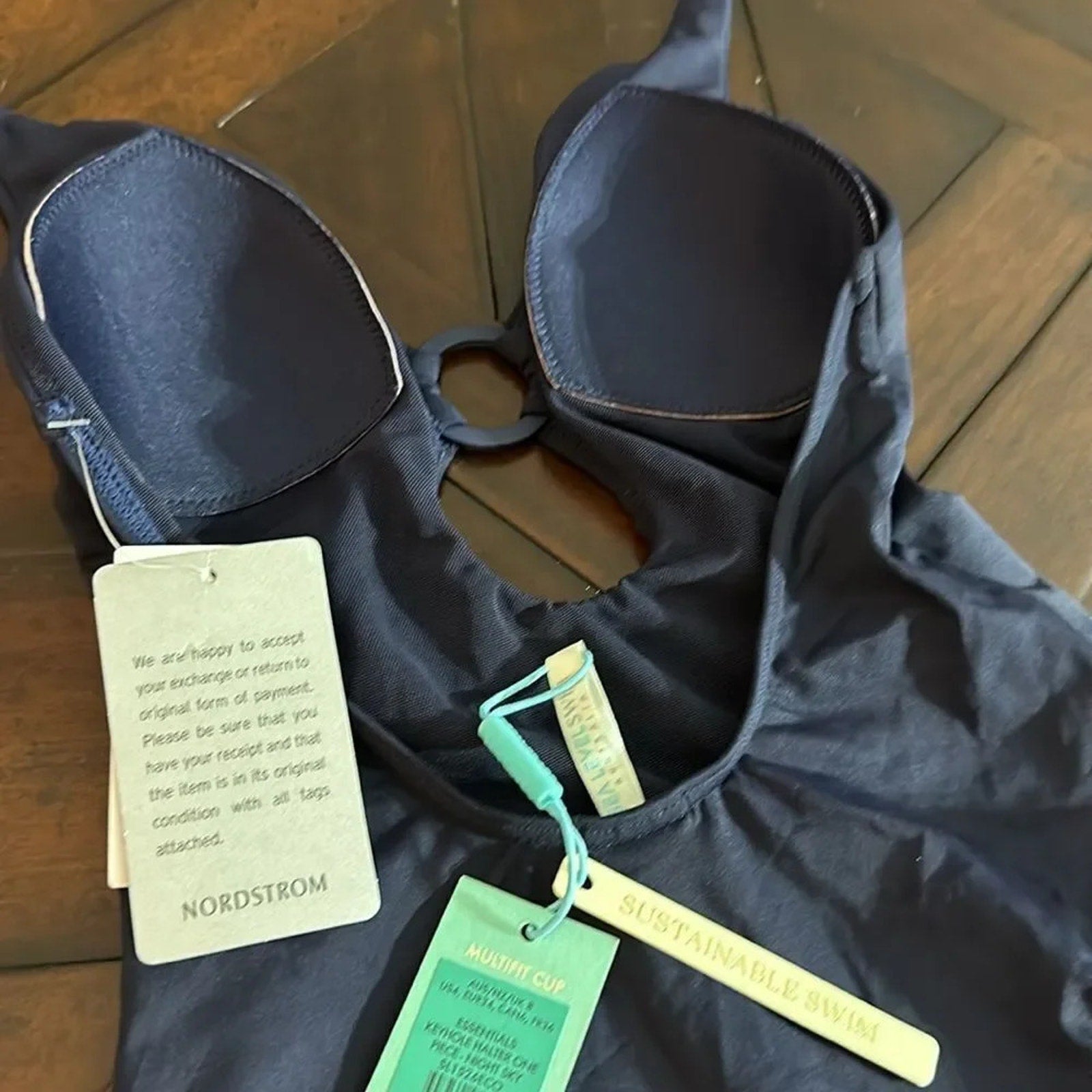NWT Sea Level Swim Eco Essentials Keyhole Halter One Piece NAVY- size 4