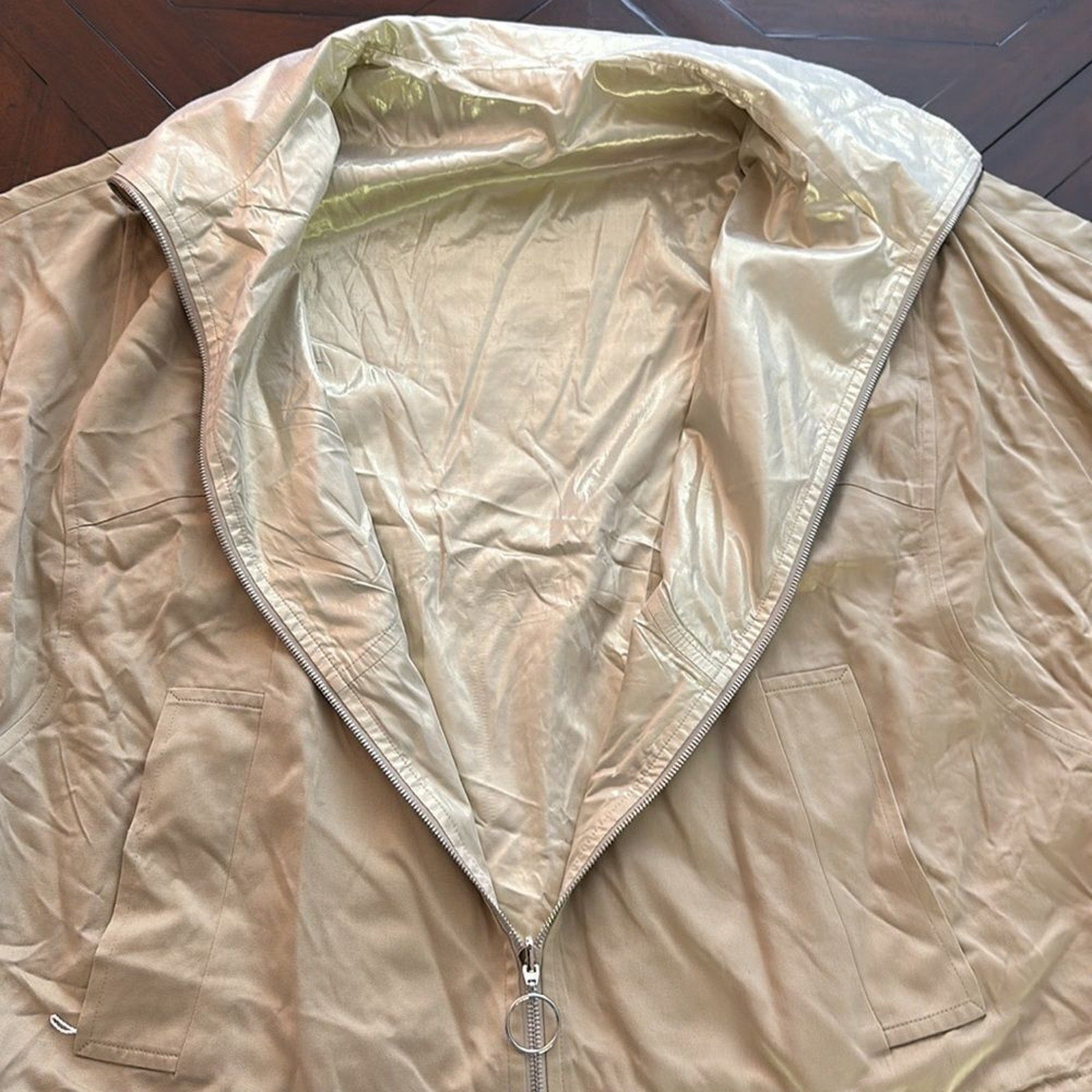 NEW Akris Punto Metallic Gabardine Short-Sleeve Reversible Jacket - size 14
