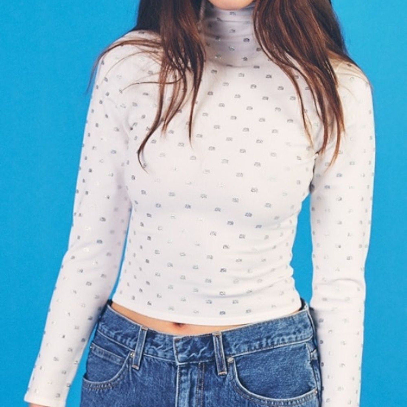 NWT Alexander Wang Crystal Logo Turtleneck  Crystal Logo Turtleneck - size XL