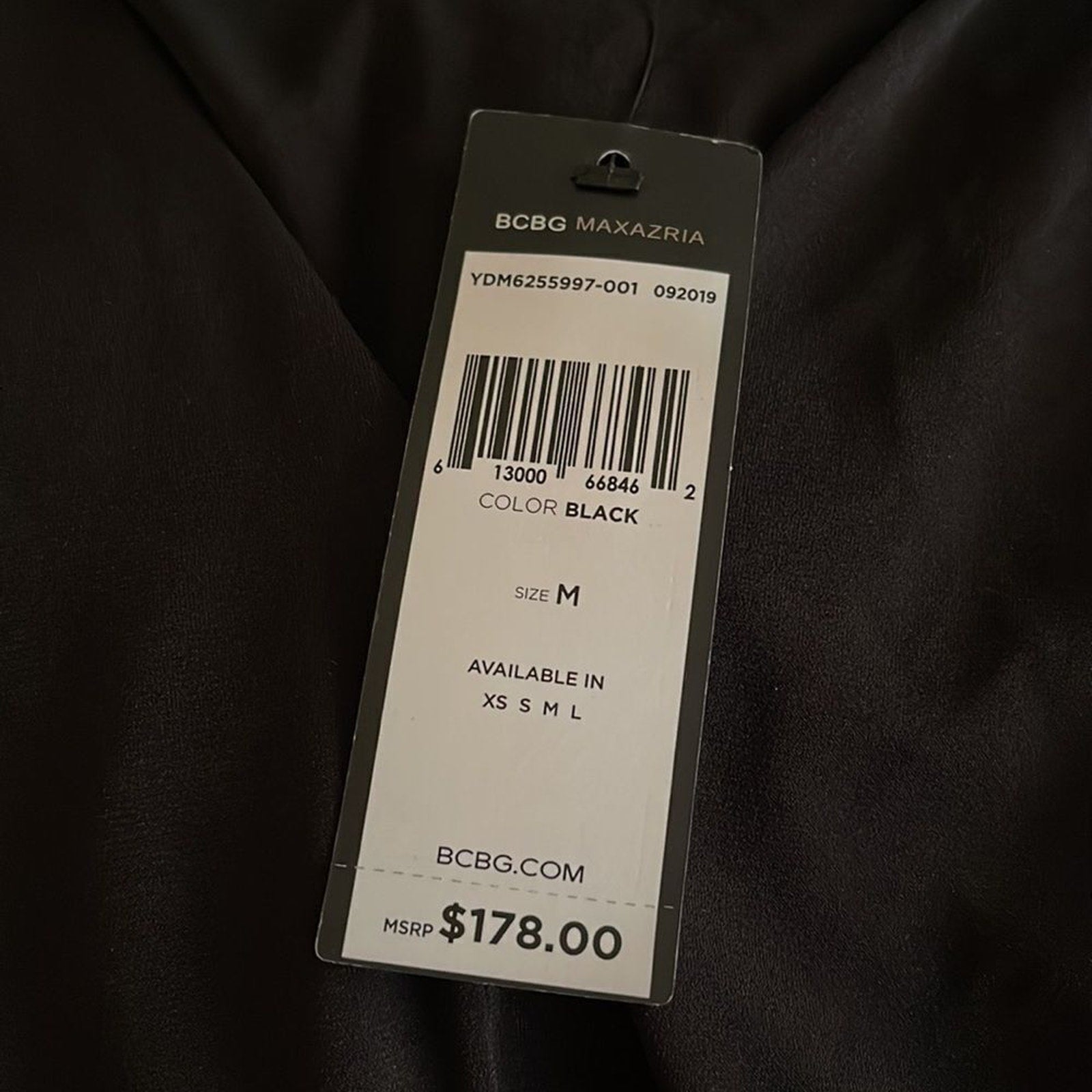 NWT BCBGMAXAZRIA Ruched Sheat Casual Black Dress - size M