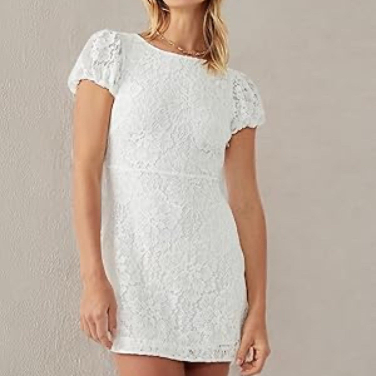 NWT Free People Hailee Lace Mini Dress in White - size M