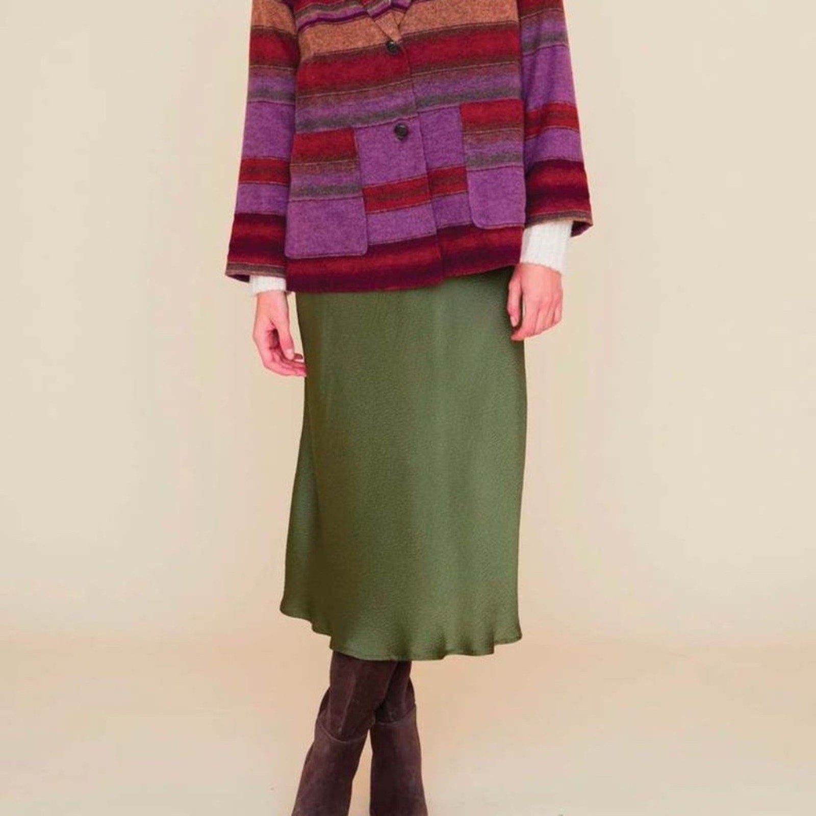 Xirena Audrina Textured Silk Skirt In Serpentine - size Large - NWT