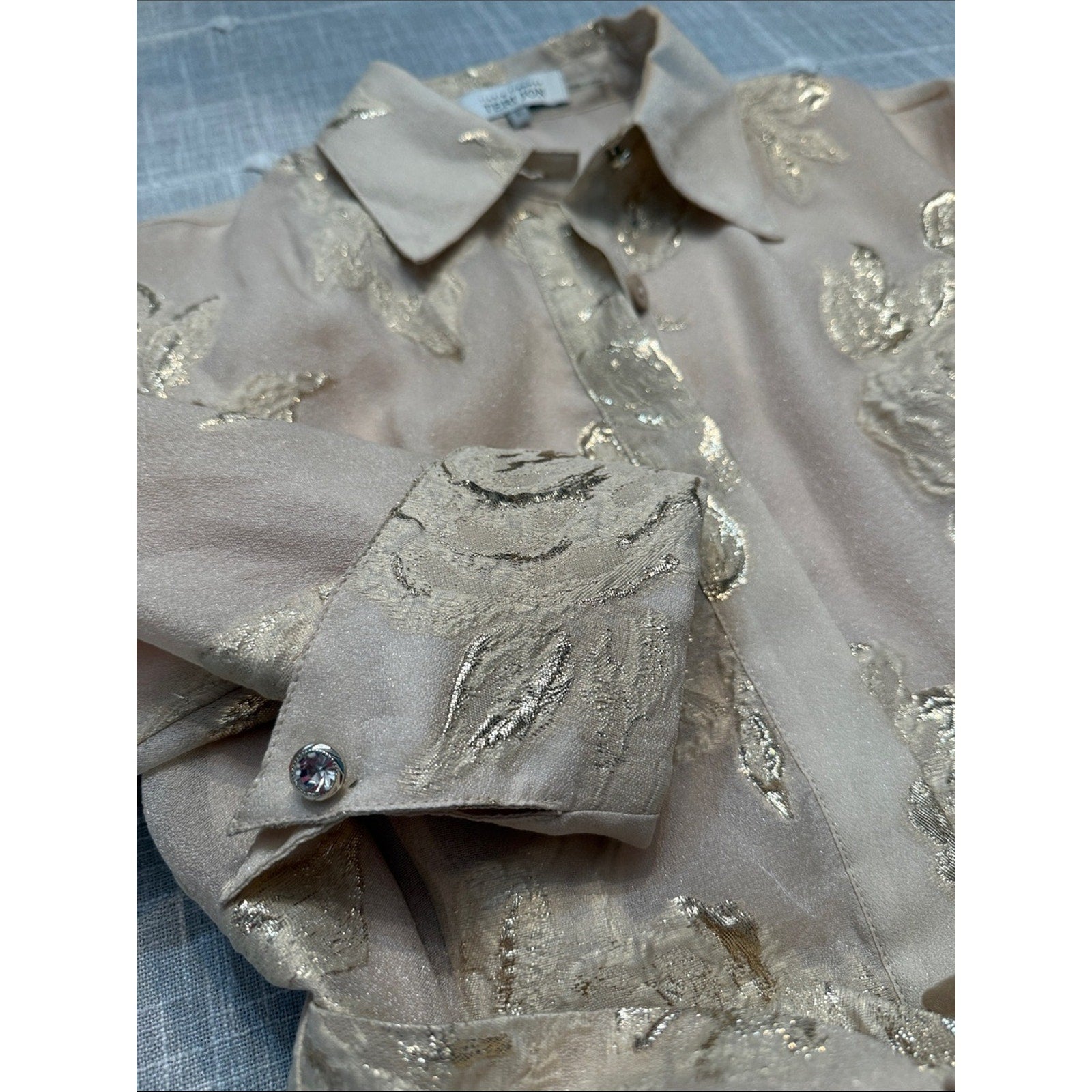 Rickie Freeman Teri Jon Metallic Jacquard Shirt Dress with Floral Print - 6 🌟