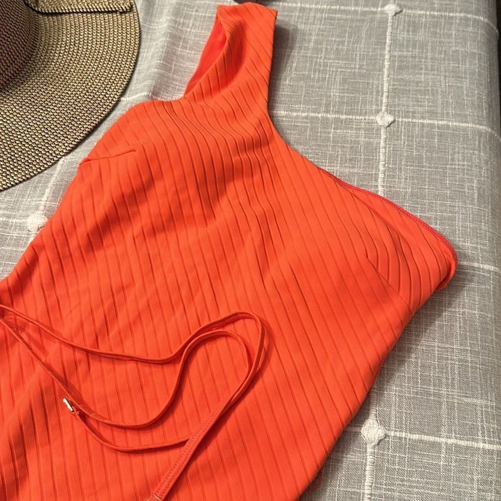 NEW Sea Level One Shoulder One Piece Swimsuit Tangerine - 8