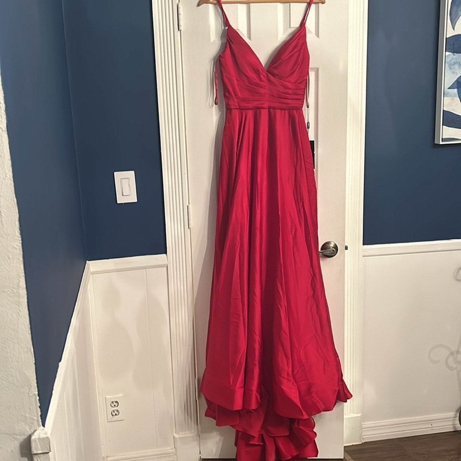 NWT La Femme 28607 Strappy Back Satin Ballgown - size 2