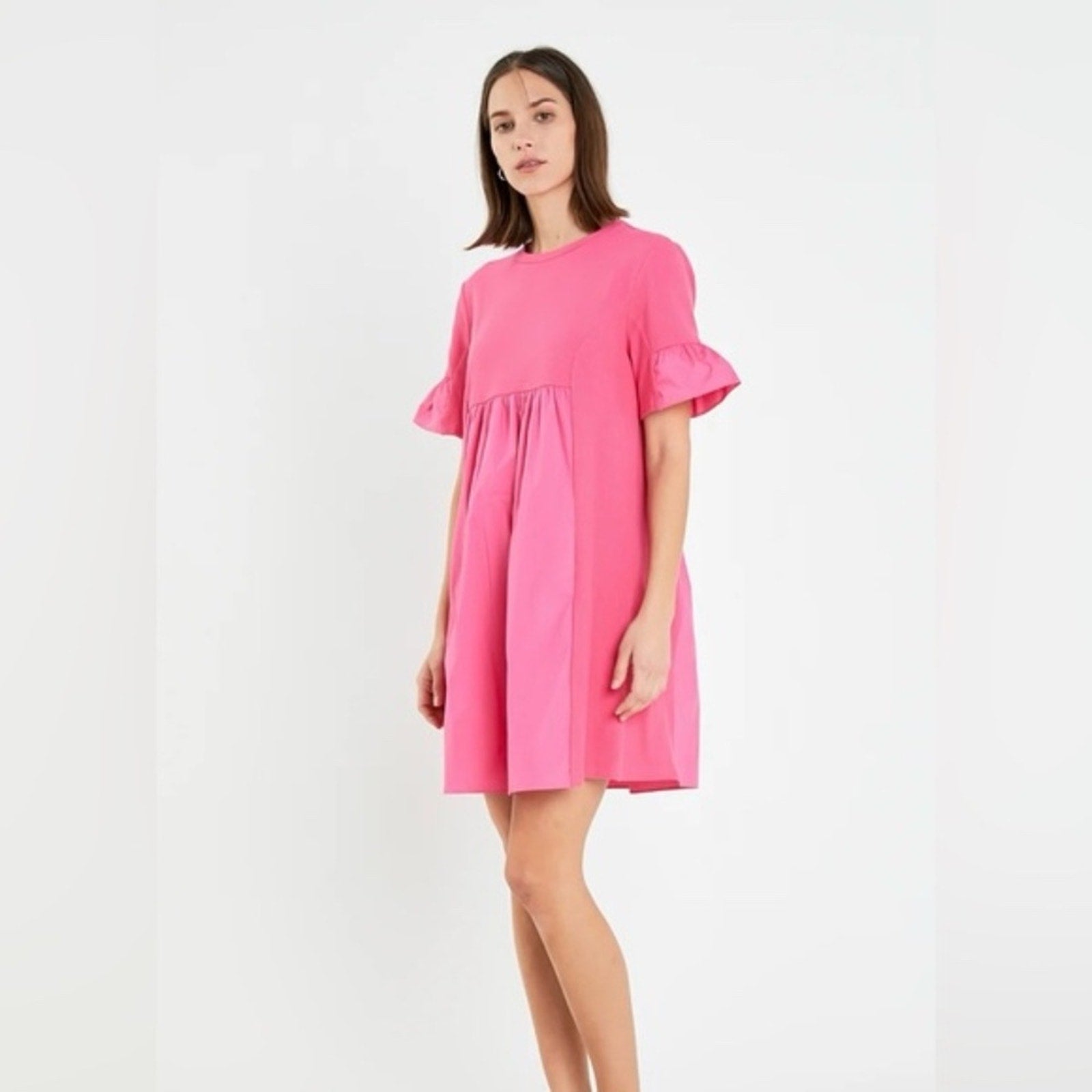 English Factory Mixed Media Ruffled Sleeve Dress - size XS - NWT
