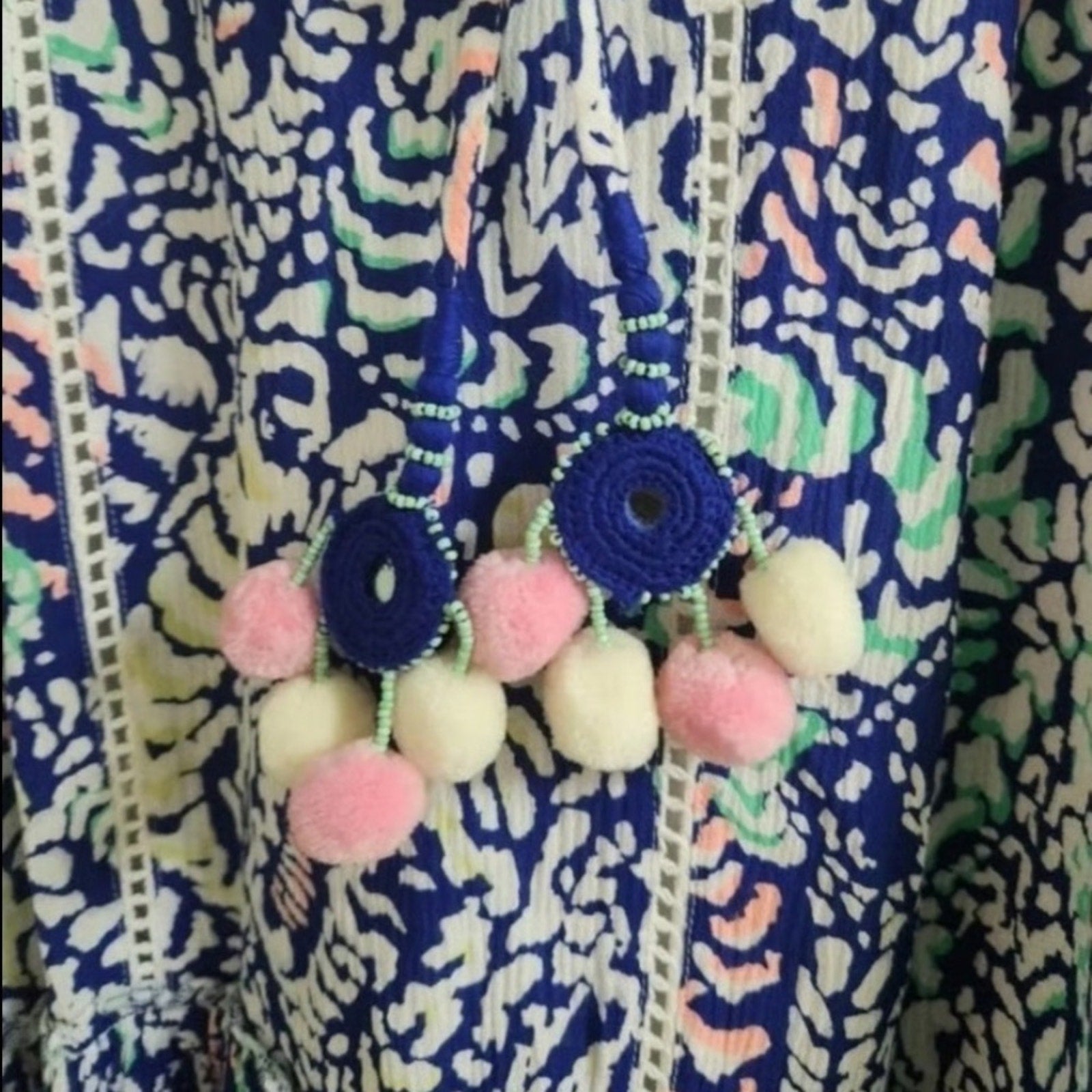 Lilly Pulitzer Blue Grotto Percilla Tunic Tassel Dress - size M