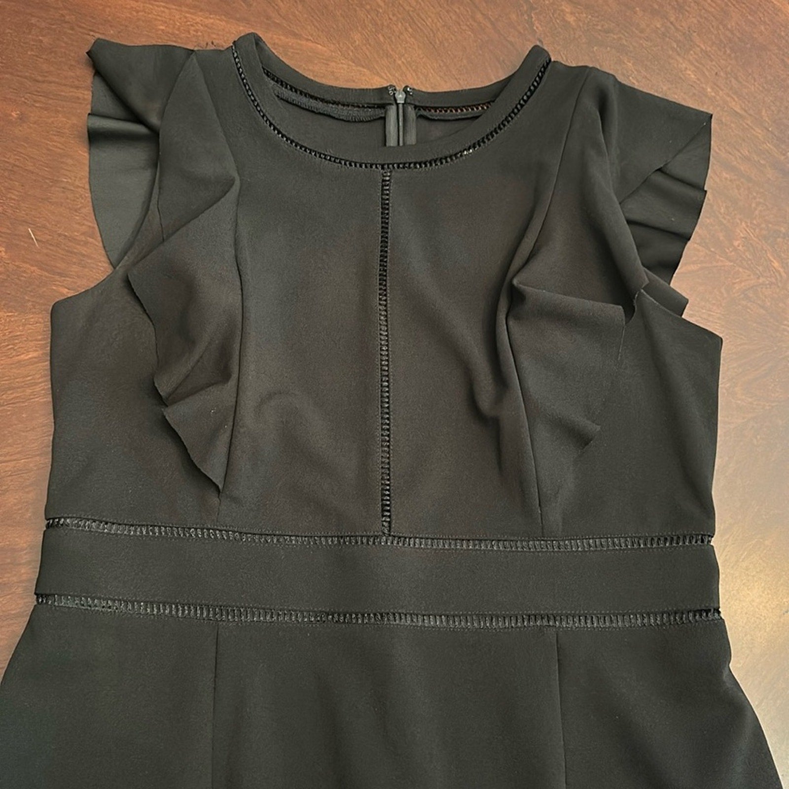 Ivanka Trump Ruffled Scuba Sheath Dress, Black -size 14