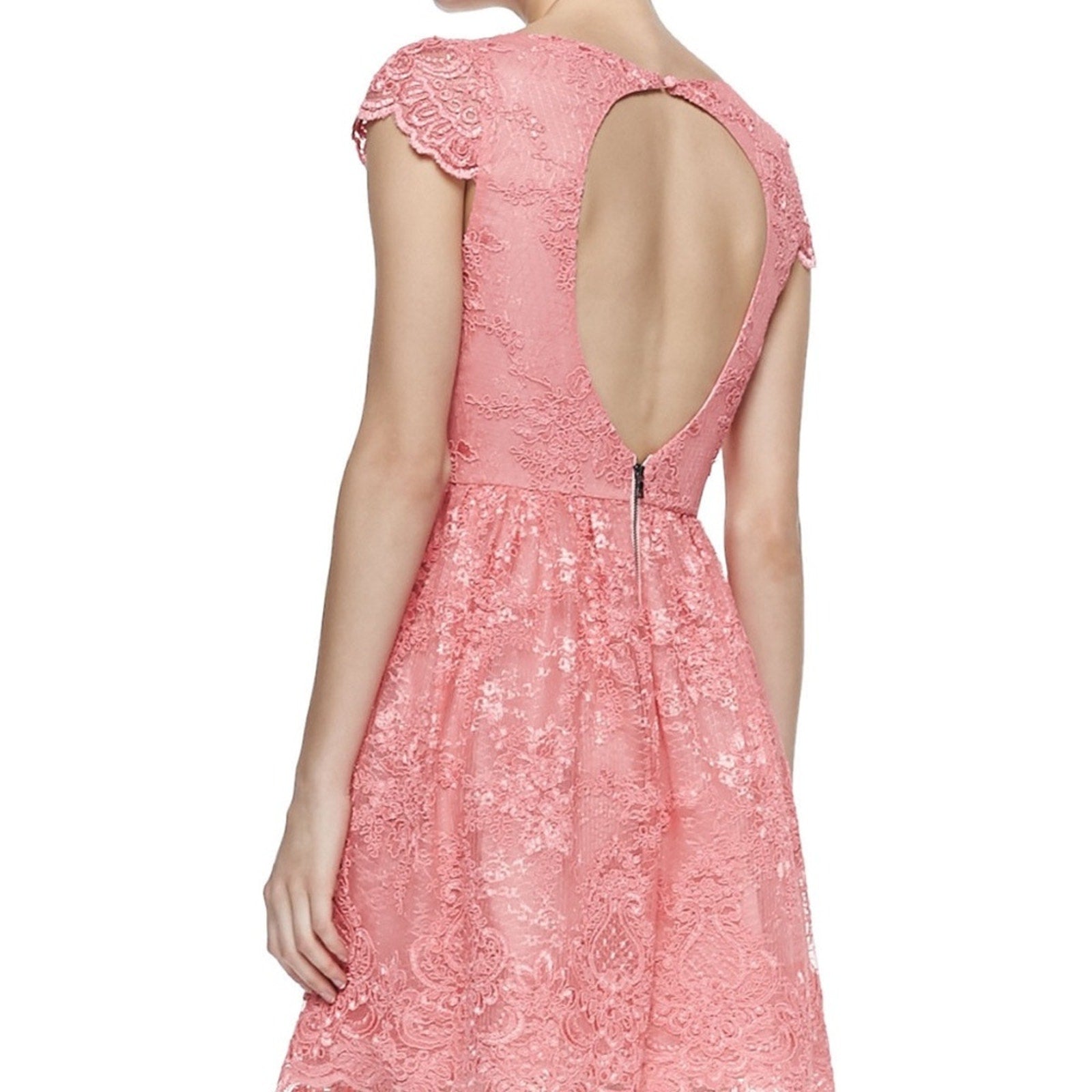 NWT Alice and Olivia Zenden embroidered lace mini dress Pink Icing - size 6