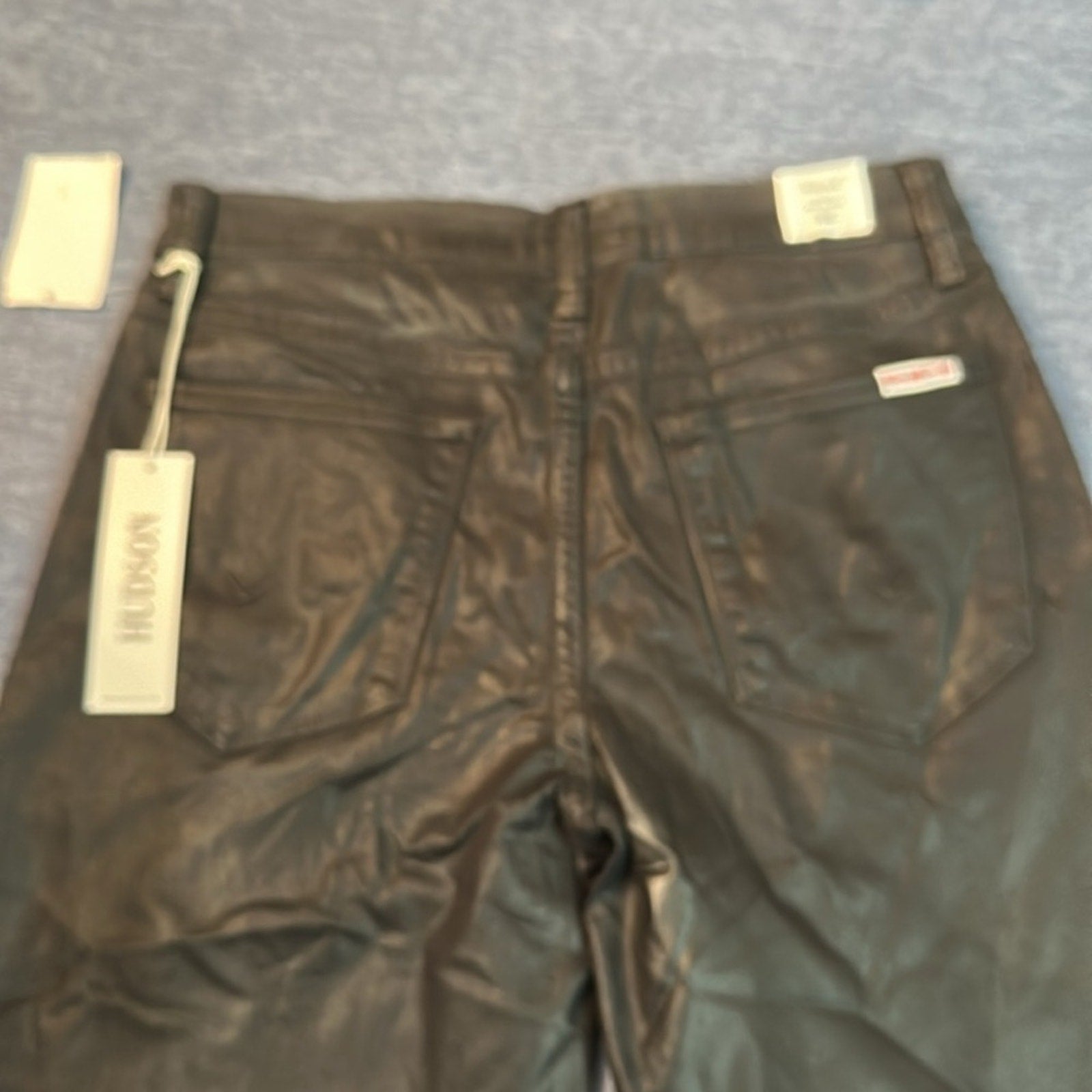 NWT Hudson Rosalie High-Rise Wide Leg Ankle Cropped Coated Black Jeans - size 26