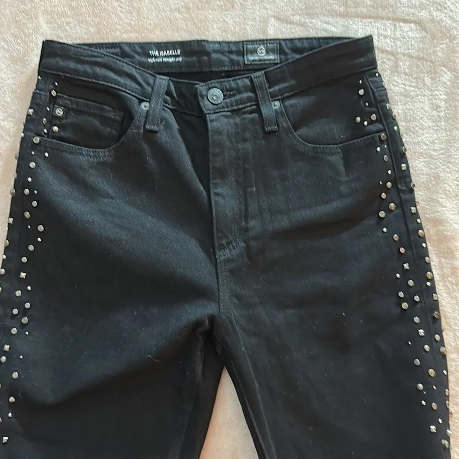 NEW AG THE ISABELLE JEANS IN SUPER BLACK METEOR SHOWER