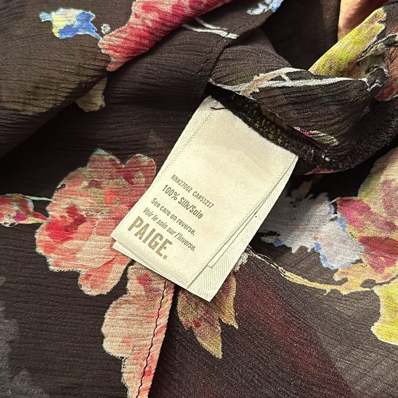 NEW PAIGE  Silk Ruffled Blouse - Multi - size XS