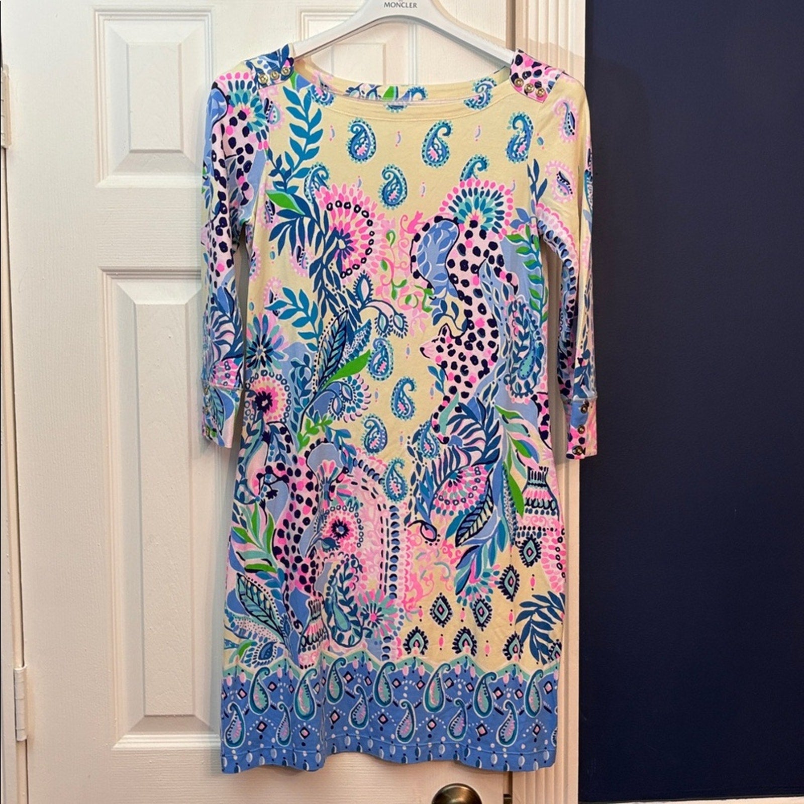 Lilly Pulitzer Sophie Dress in Macadamia Haute Cature Print UPF 50 - size small