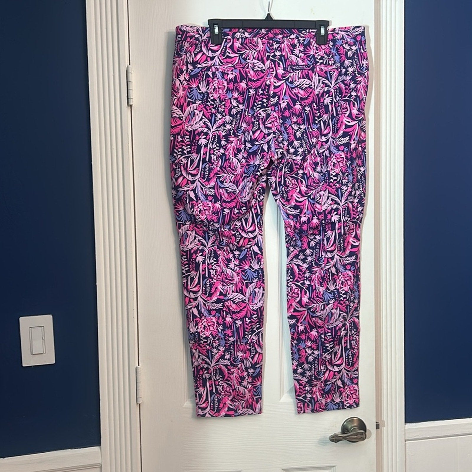 NEW Lilly Pulitzer Kelly Skinny Ankle Pants Bright Navy Swing of Things -size 16