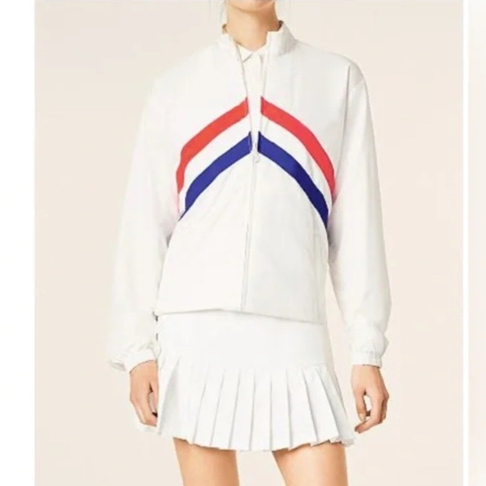 TORY BURCH Sport Snow White Jacket windbreak Orig $200 - size L