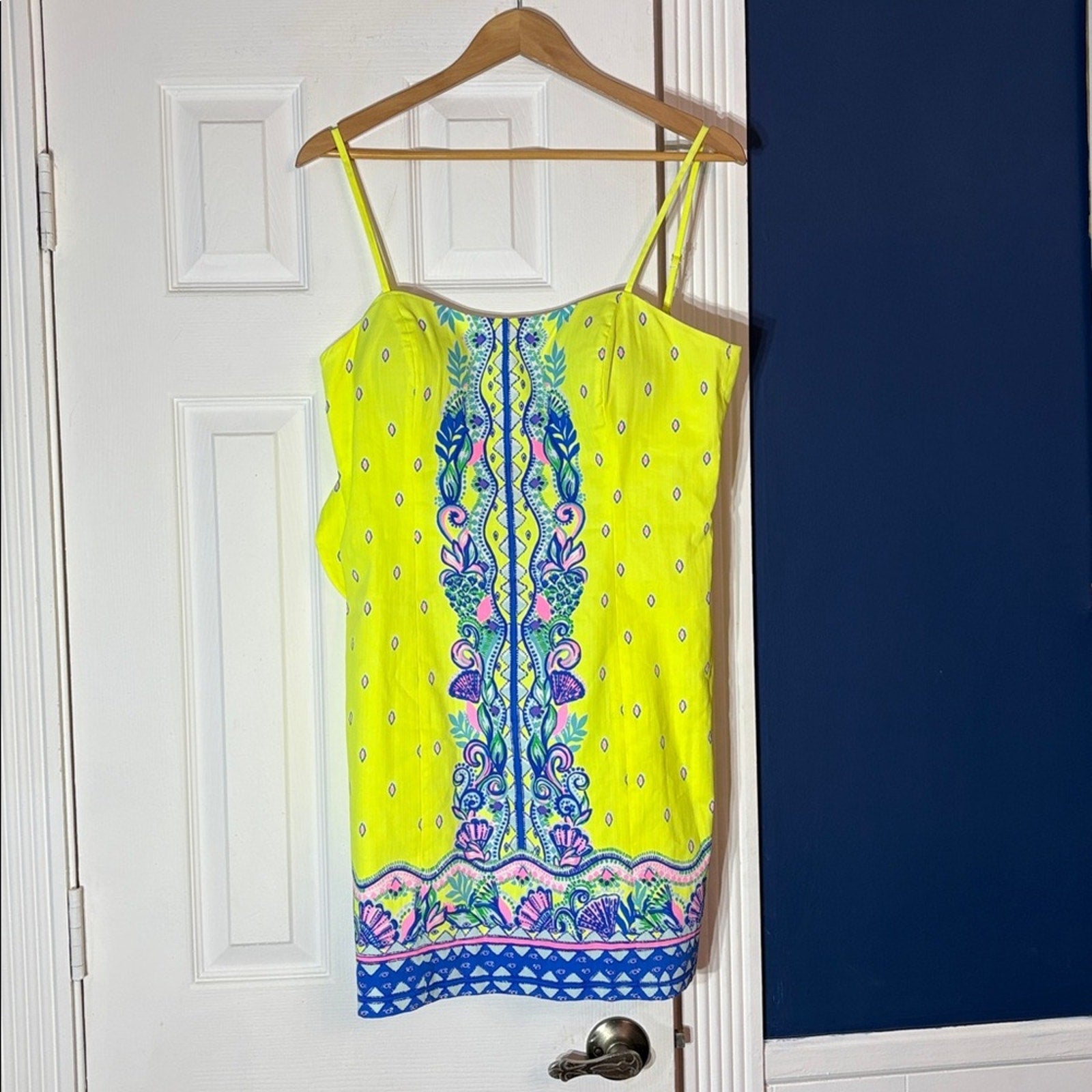 LILLY PULITZER SHELLI STRETCH DRESS LORO GREEN PINEAPPLE RIVERA YELLOW - size 8