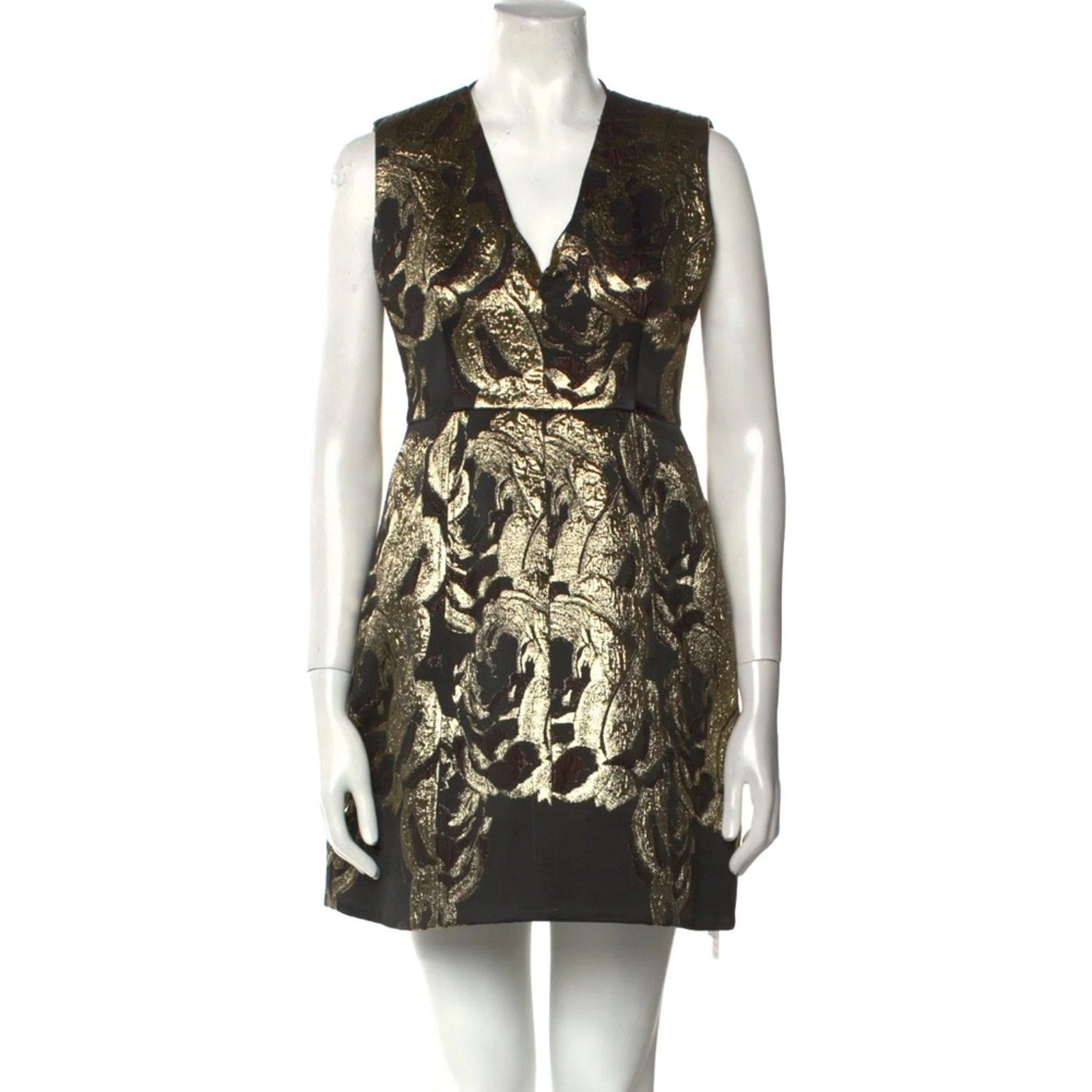 Alice+Olivia Pacey Metallic Gold Black Dress - size 6