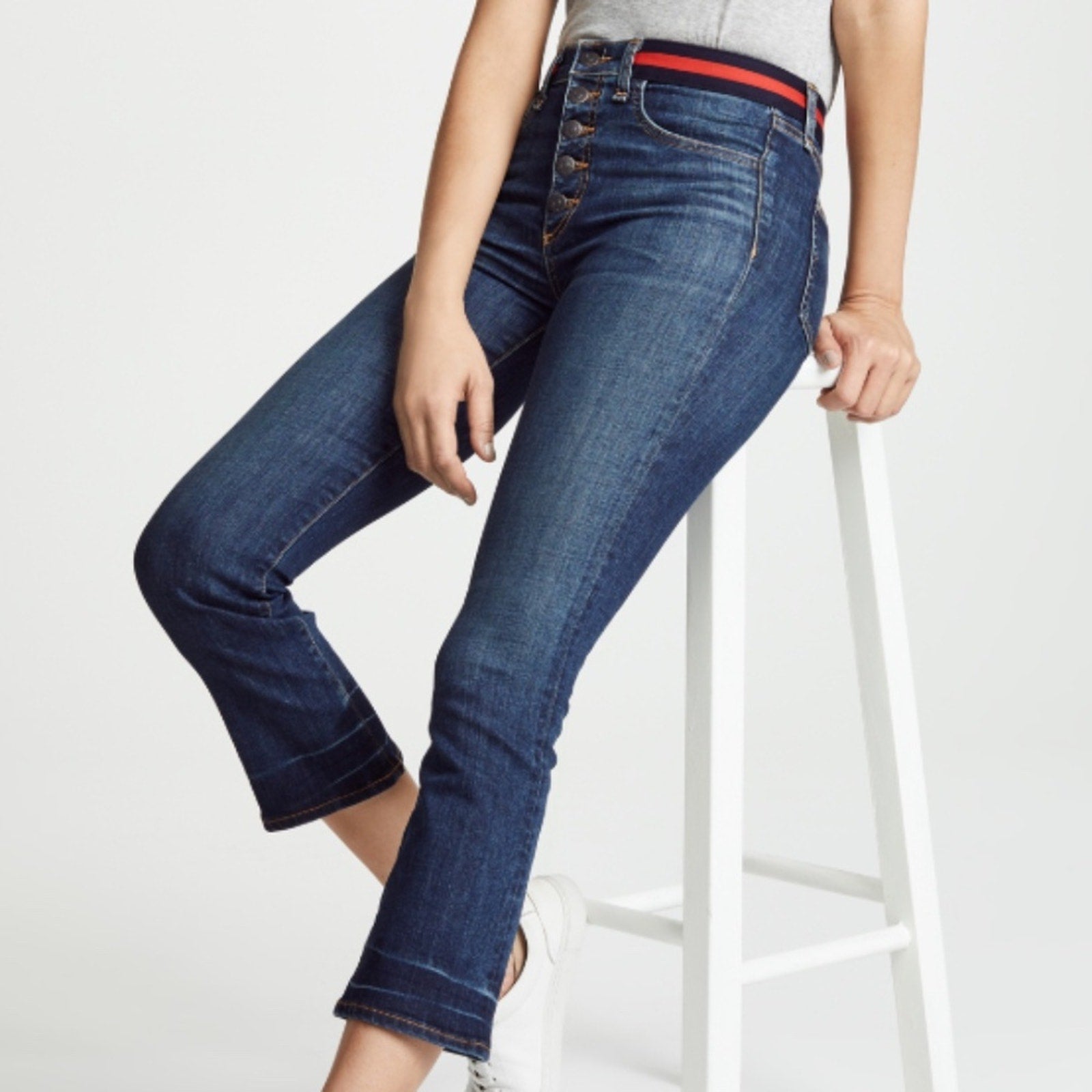 Veronica Beard Carolyn Jeans w/ Tux Stripe Waist - size 24