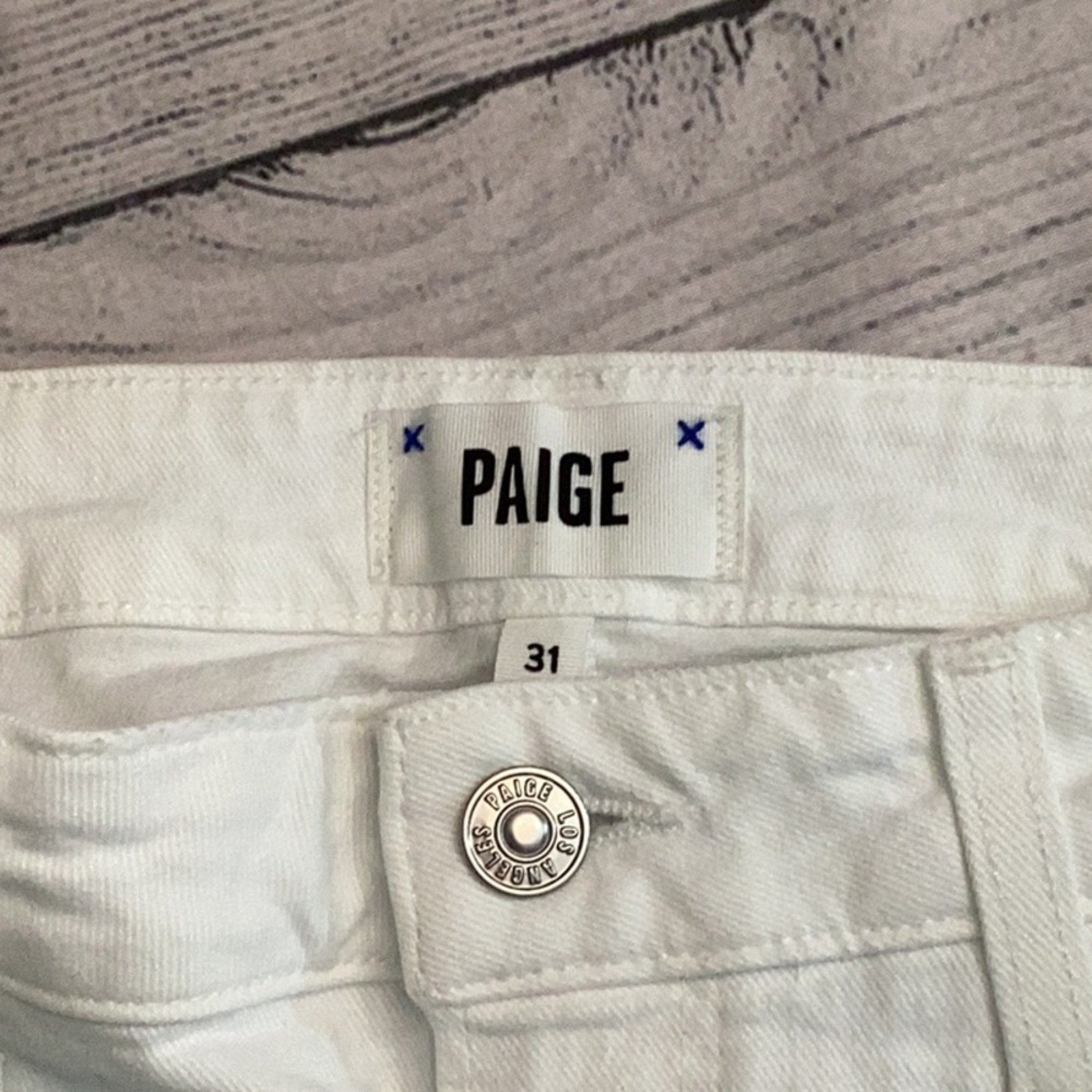 NWT Paige Claudine High Rise Ankle Flare Jean Crisp White Size 31