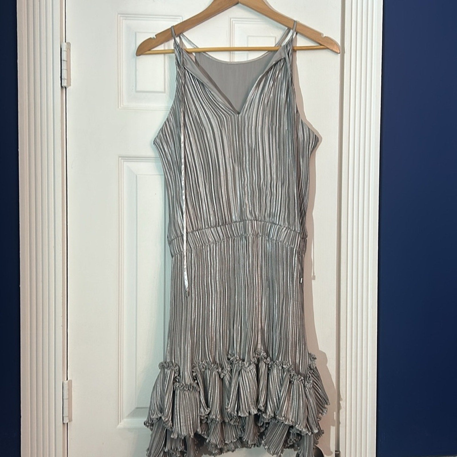 Halston metallic pleated halter dress - size 4