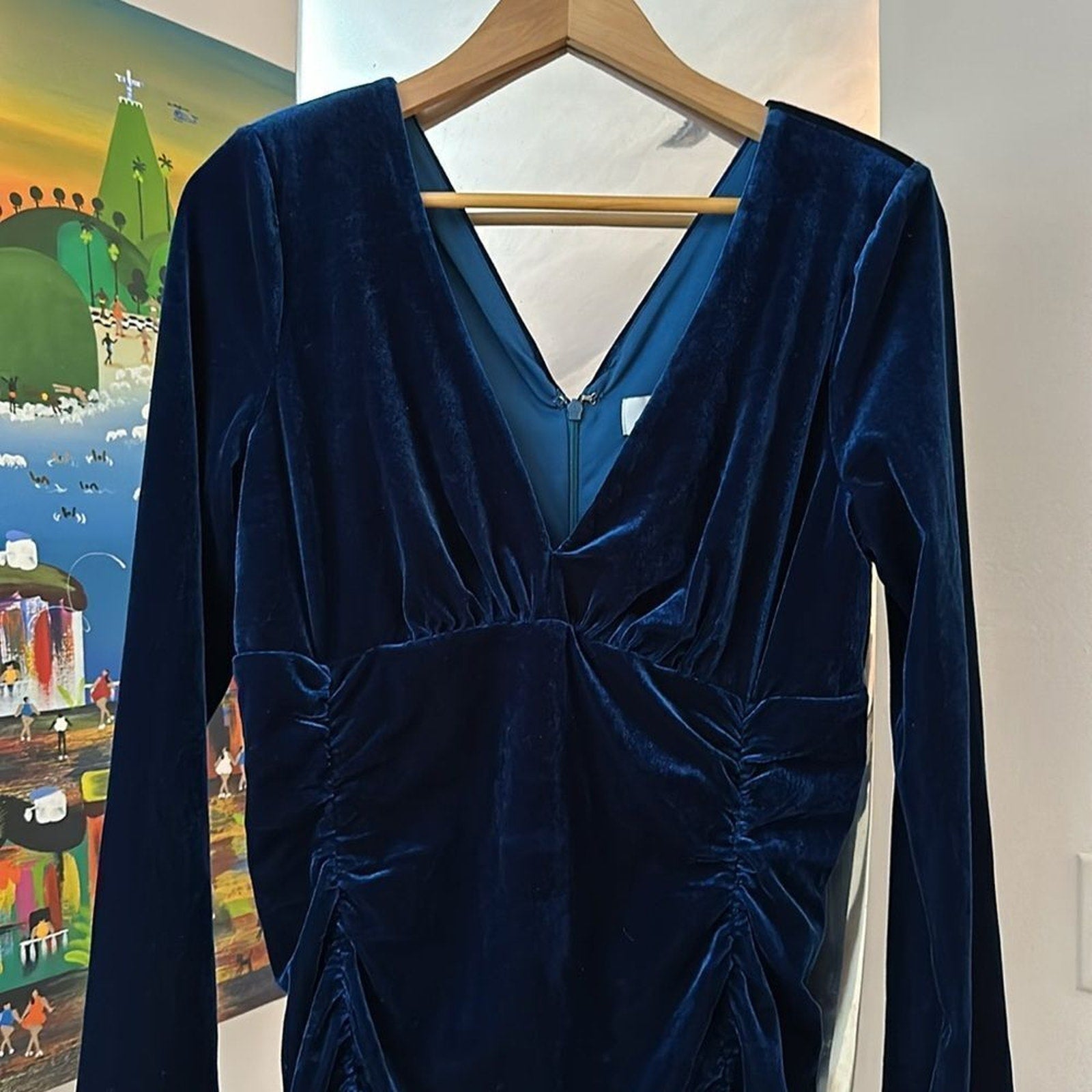 NEW Jewel Badgley Mischka Brand Velvet Ruched Mini Dress - size 14