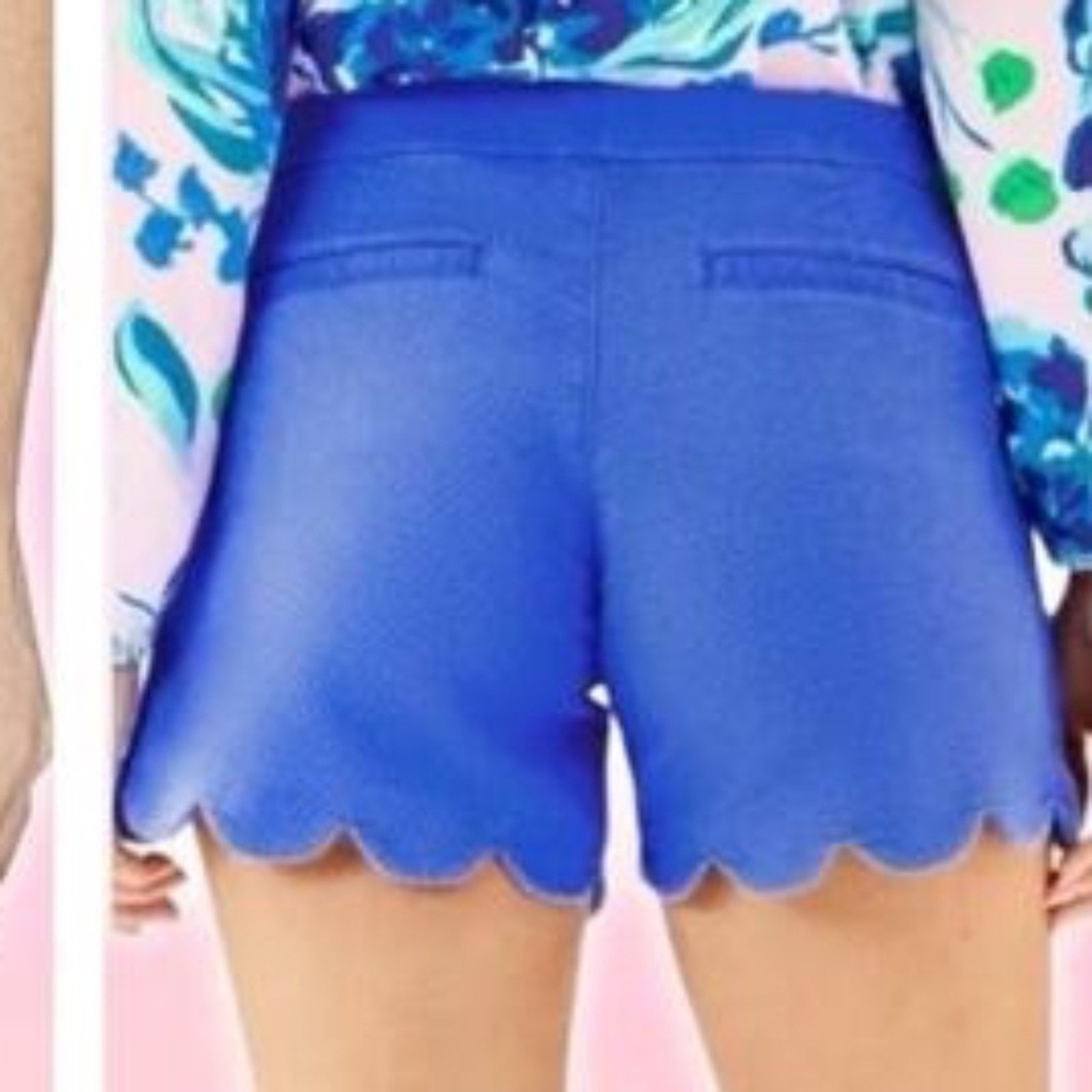 Lilly Pulitzer Blue Scalloped Textured Shorts - size 00