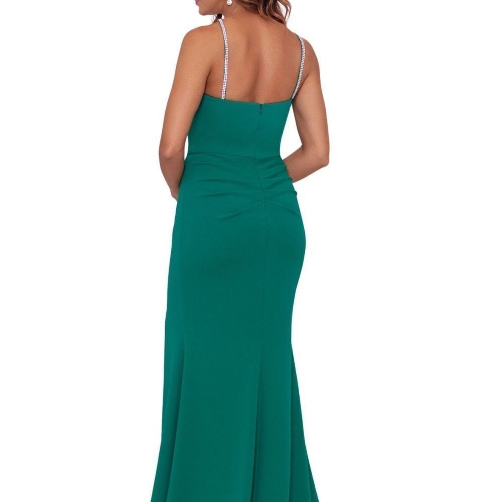 NWT Xscape Long Scuba Asymmetrical Bling Dress - size 14