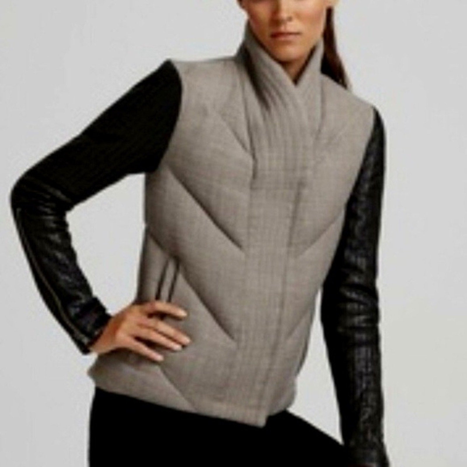 NWT Helmut Lang Strata Leather Sleeve Quilted Jacket - size small