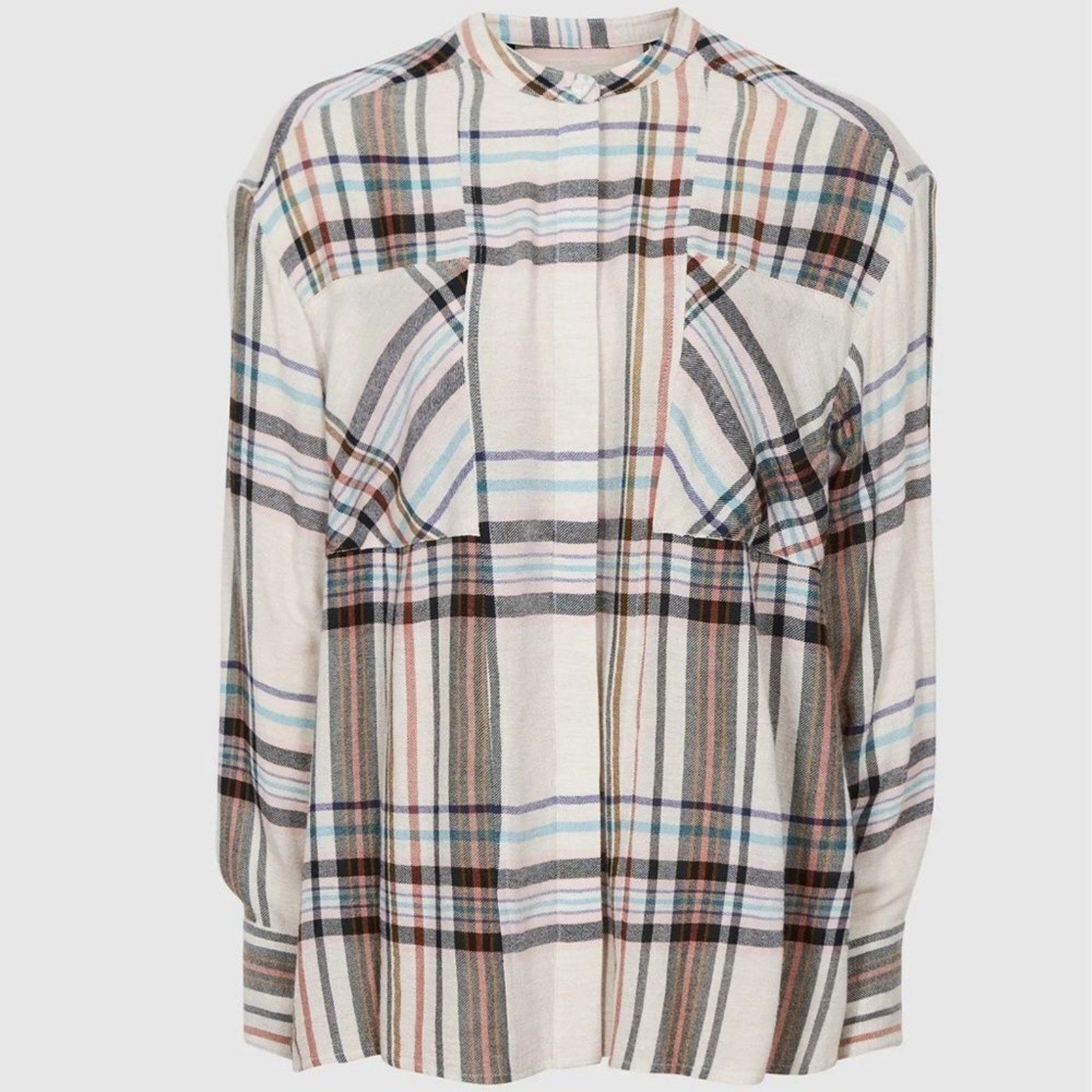 NEW REISS Amira Checked Twin Pocket wool Shirt - size 4